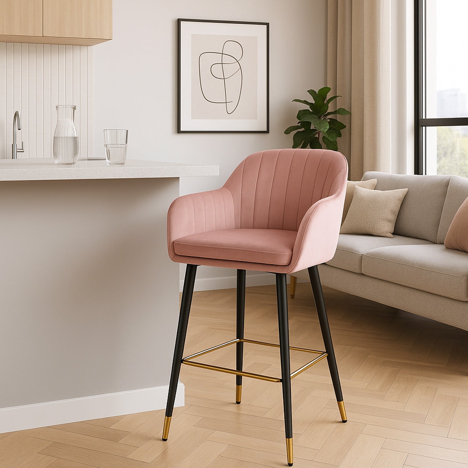 Silla Eames Alta Tapizada Sillon Banco Terciopelo