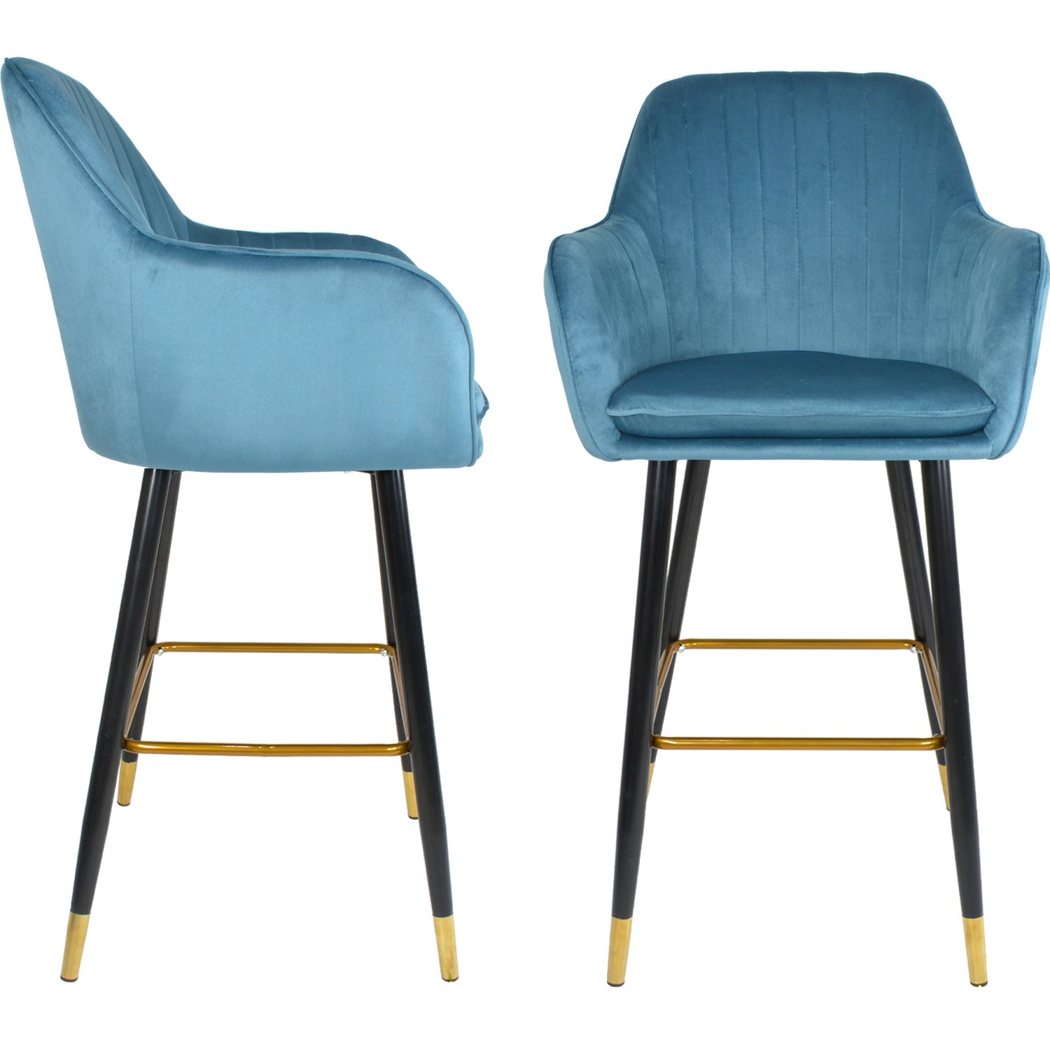 Silla Alta Tapizada Sillon Eames Azul Terciopelo