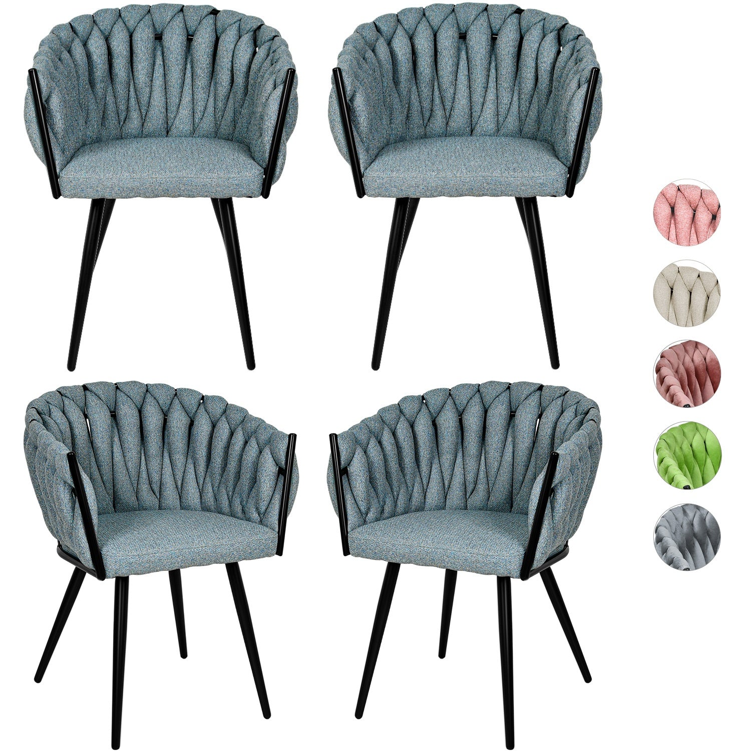 Silla Comedor Patron Tejido Elegante Moderno Verde Petróleo