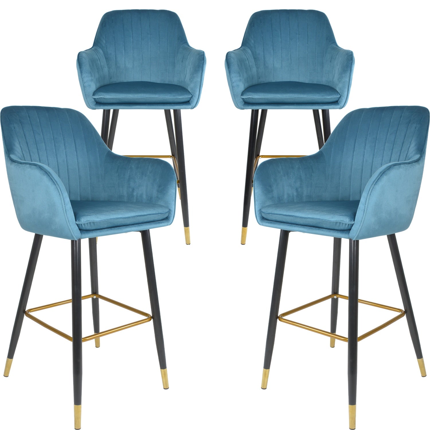 Silla Alta Tapizada Sillon Eames Azul Terciopelo