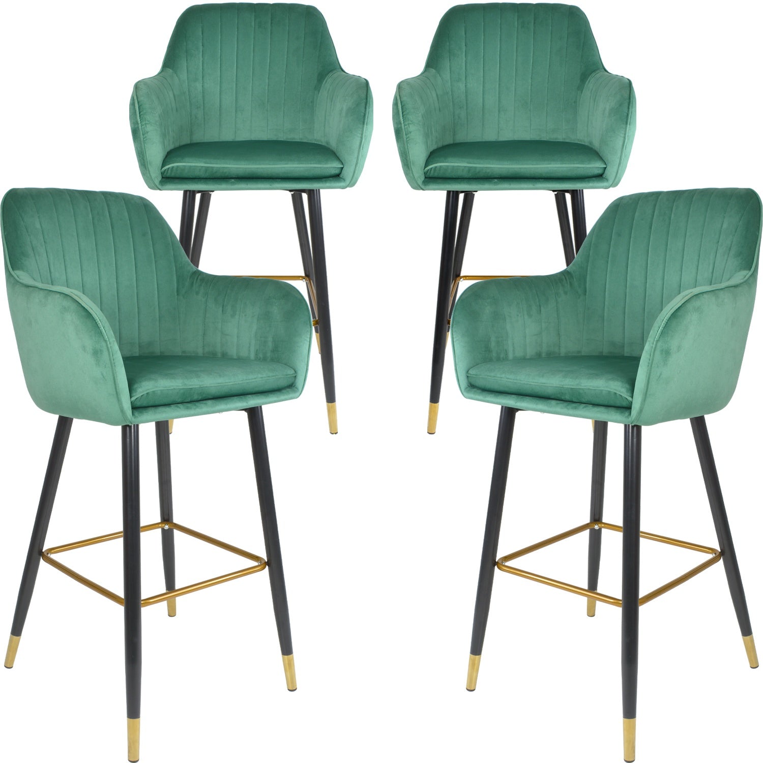 Silla Alta Tapizada Banco Sillon Eames Verde Terciopelo