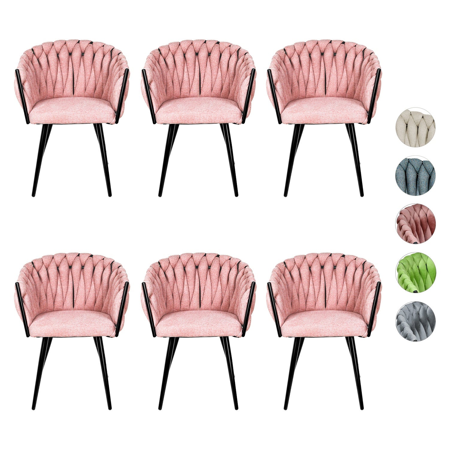 Silla Comedor Patron Tejido Elegante Moderno Estructura De La Silla Negro Asiento Rosa