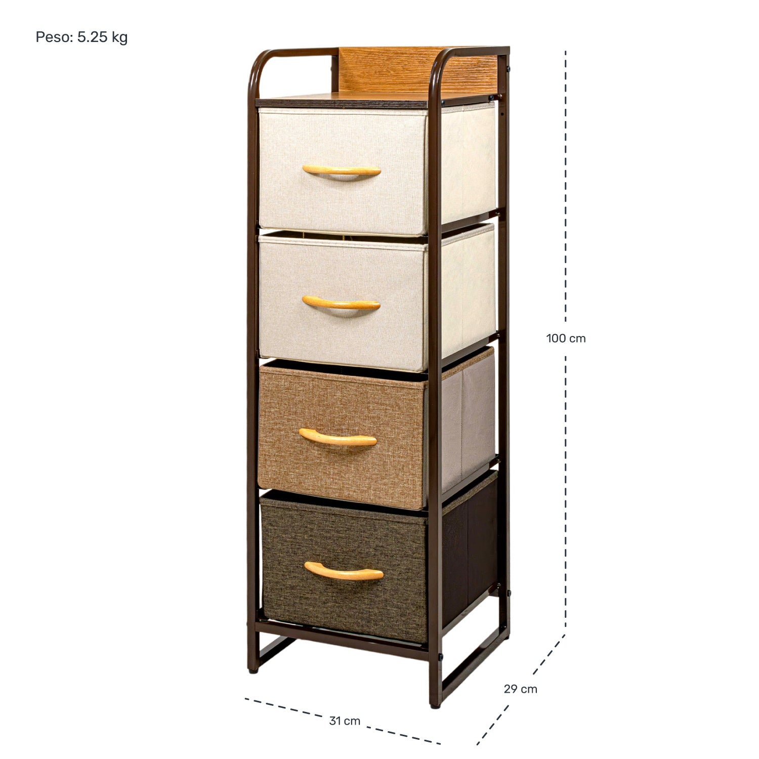 Mueble Buro Torre Mueble Moderno Organizador 4 Cajones Tela