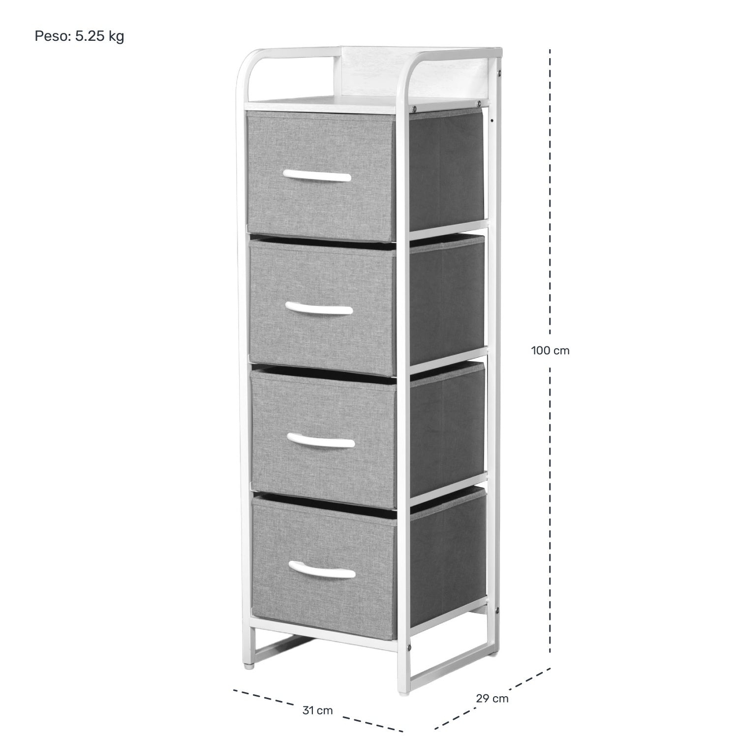 Mueble Buro Torre Mueble Moderno Organizador 4 Cajones Tela