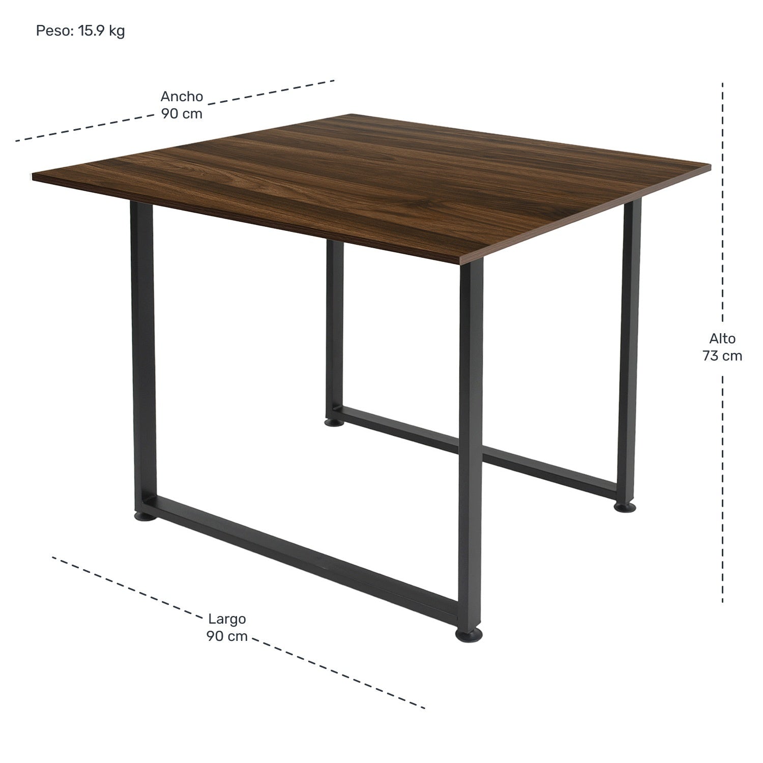 Mesa de Comedor Industrial Minimalista Tipo Madera Cuadrada 90 X 90 Cm