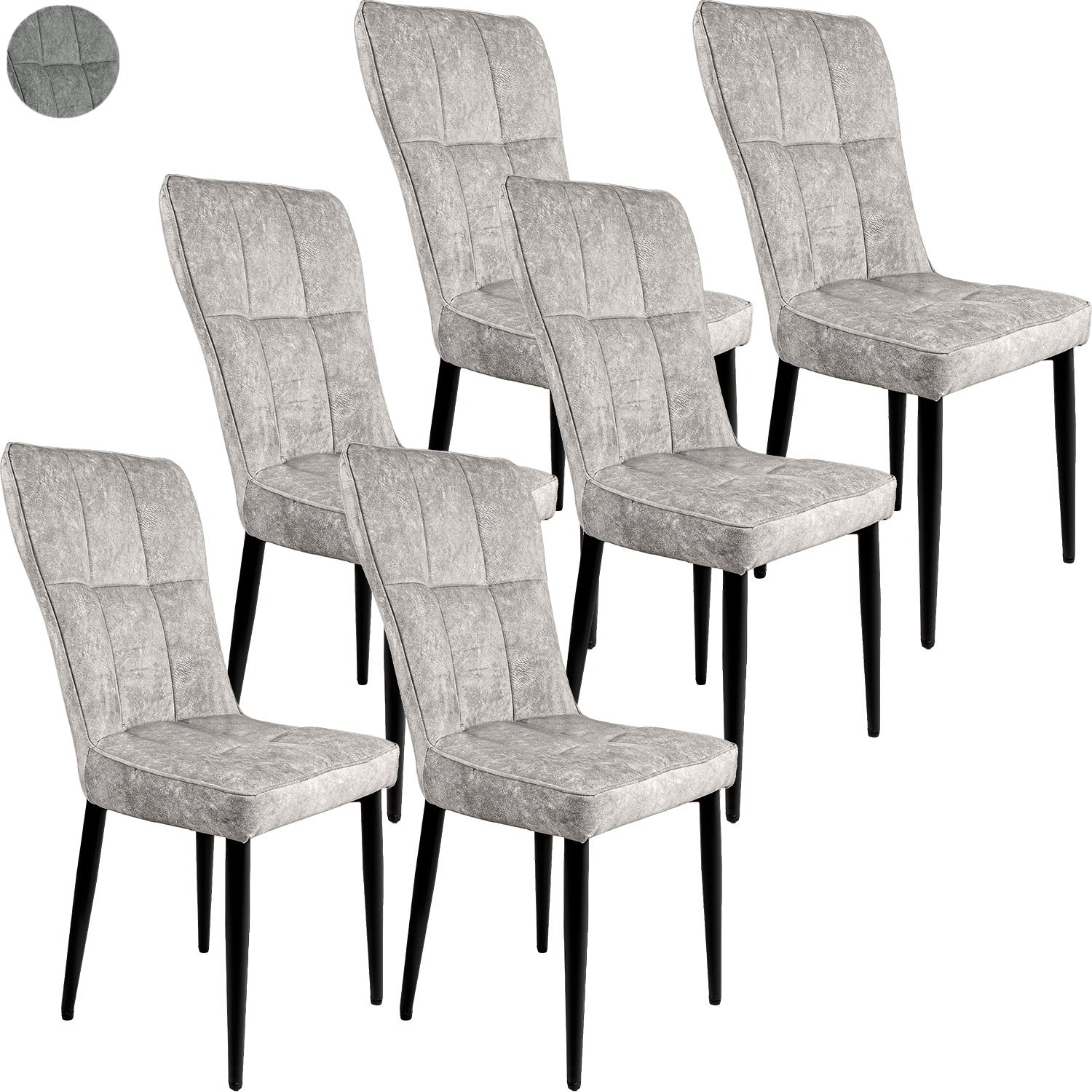 Silla Comedor Alta Vinipiel Moderna Tapizada Estructura de la silla Negro Asiento Gris