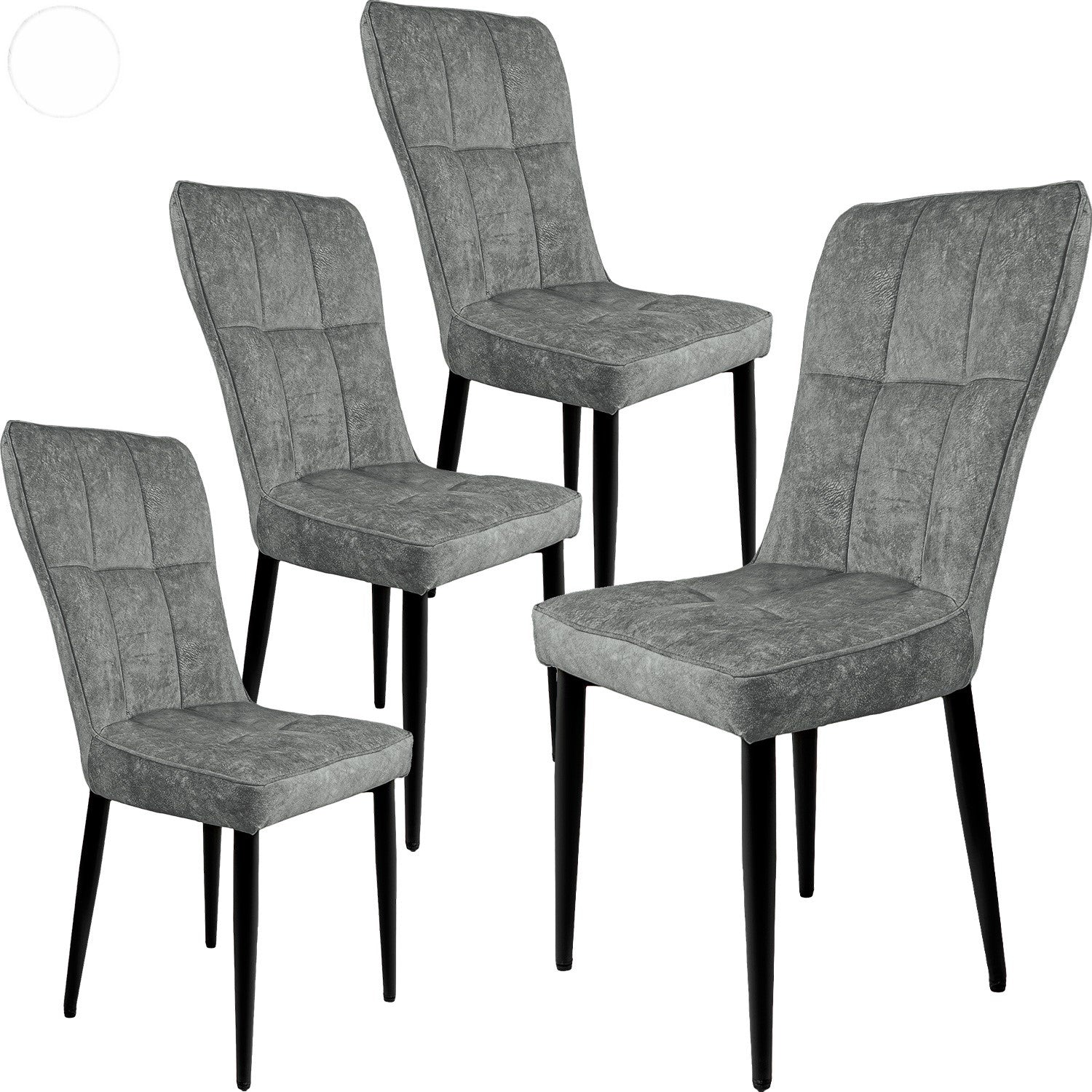 Silla Comedor Alta Vinipiel Moderna Tapizada Estructura De La Silla Negro Asiento Gris Oscuro