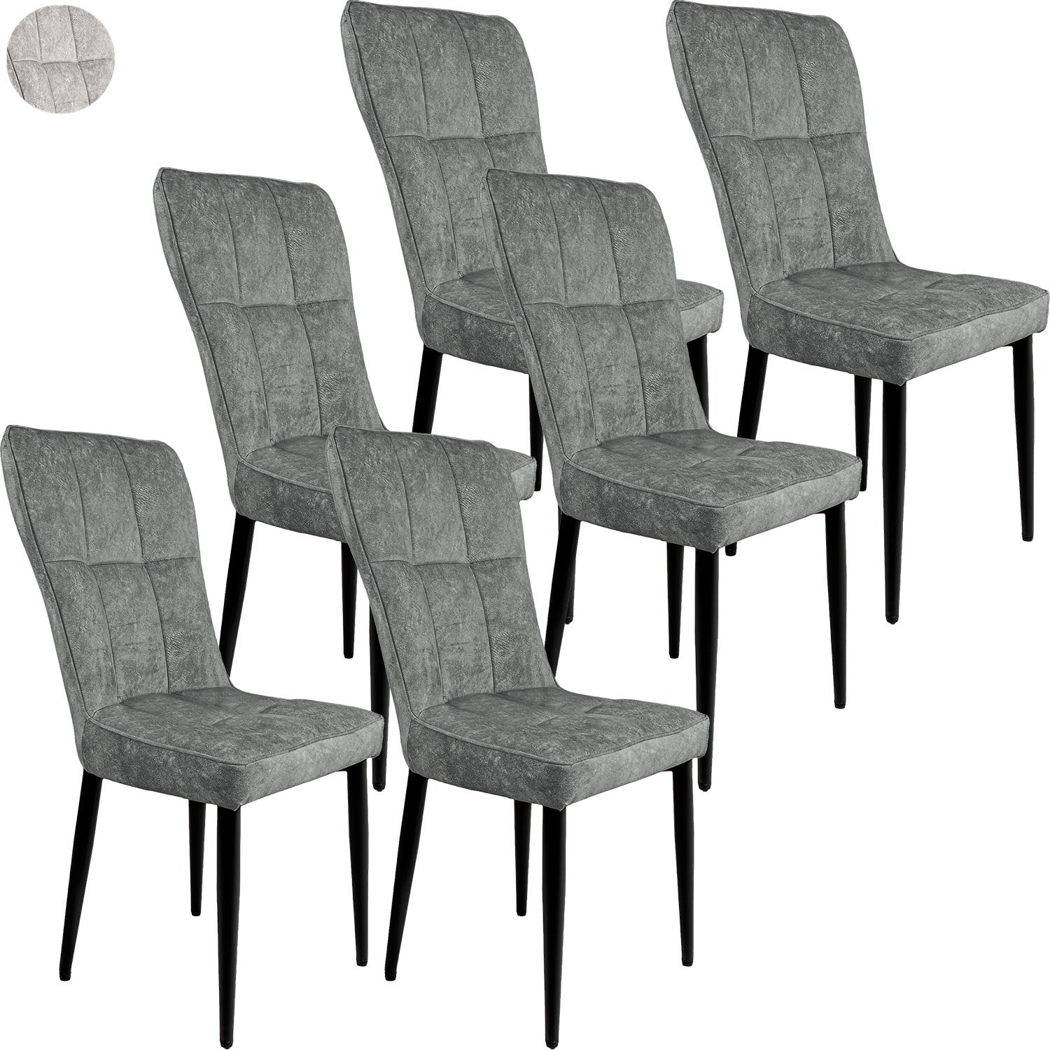 Silla Comedor Alta Vinipiel Moderna Tapizada Estructura De La Silla Negro Asiento Gris Oscuro