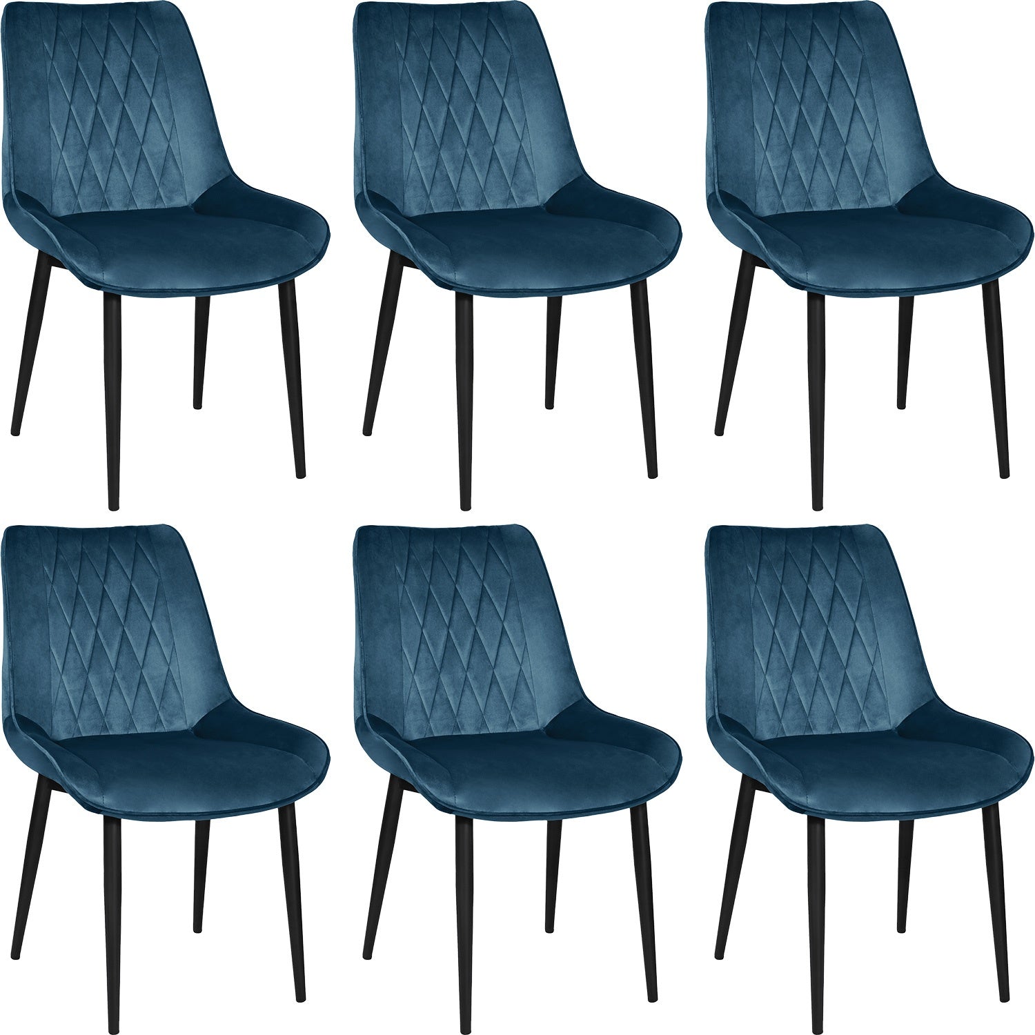 Silla Tapizada Terciopelo Elegantes Comedor Moderna Estructura De La Silla Negro Asiento Azul Oscuro