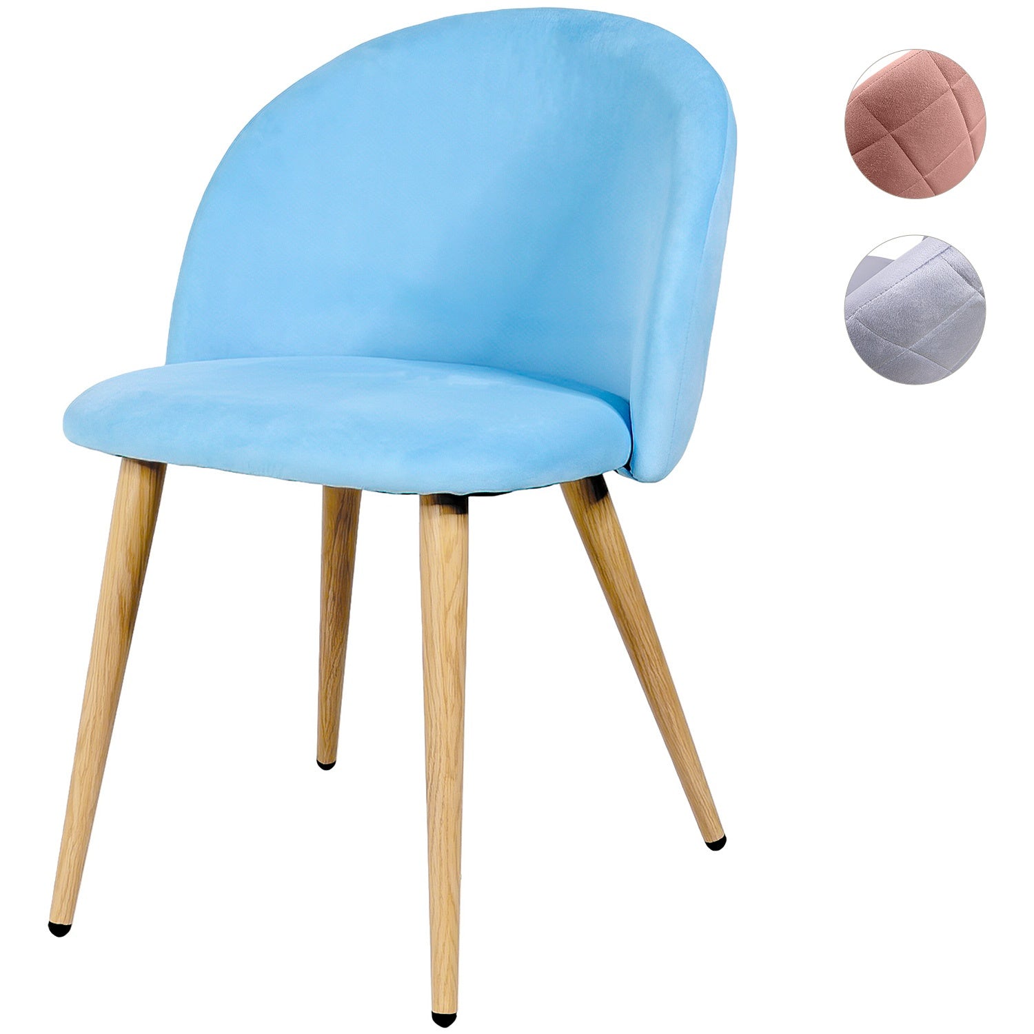 Silla Comedor Terciopelo Moderna Acolchada Azul