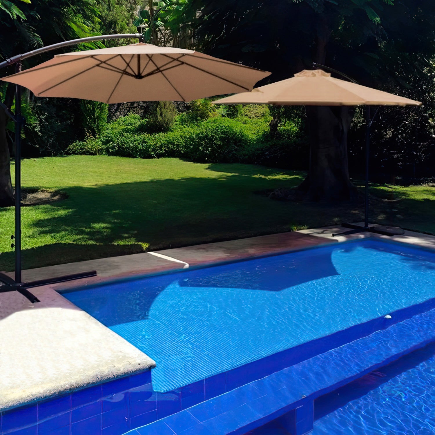 Sombrilla Jardin Playa Sol Angulo 3m Base Exterior Beige