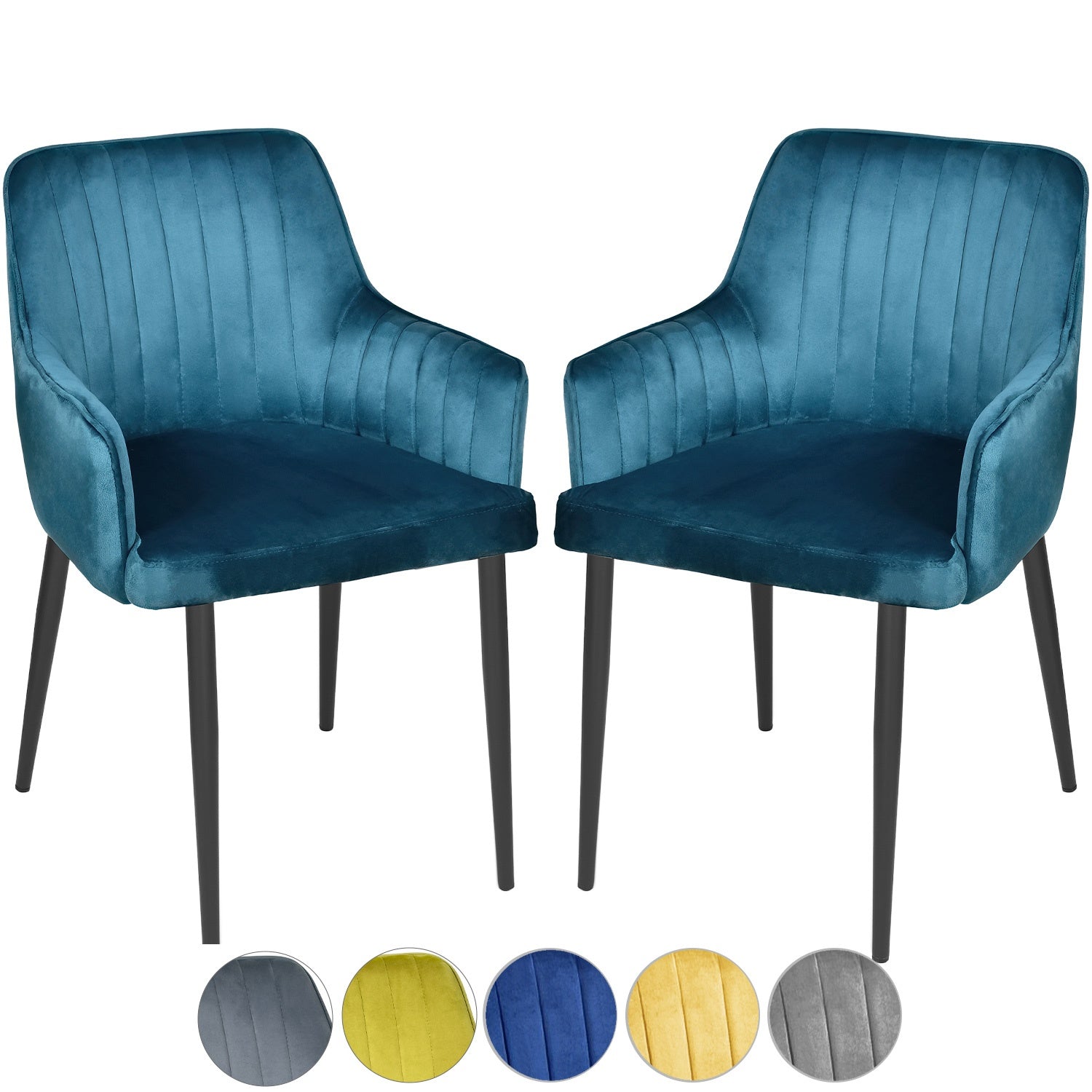 Silla Sillon Comedor Tapizado Terciopelo Moderno Azul