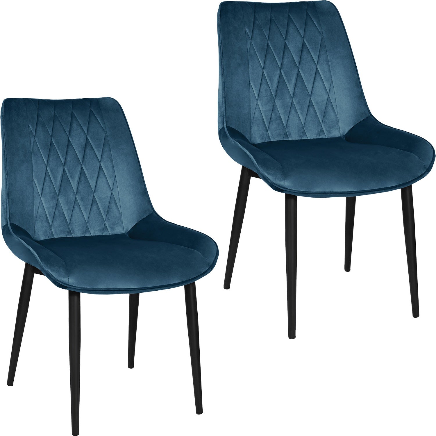 Silla Tapizada Terciopelo Elegantes Comedor Moderna Estructura De La Silla Negro Asiento Azul Oscuro