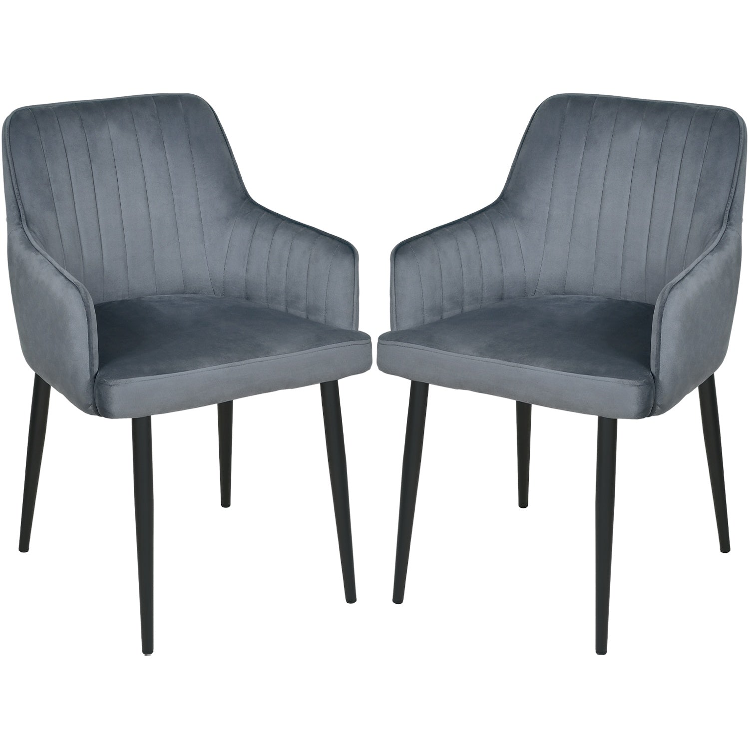 Silla Sillon Comedor Tapizado Terciopelo Moderno Gris