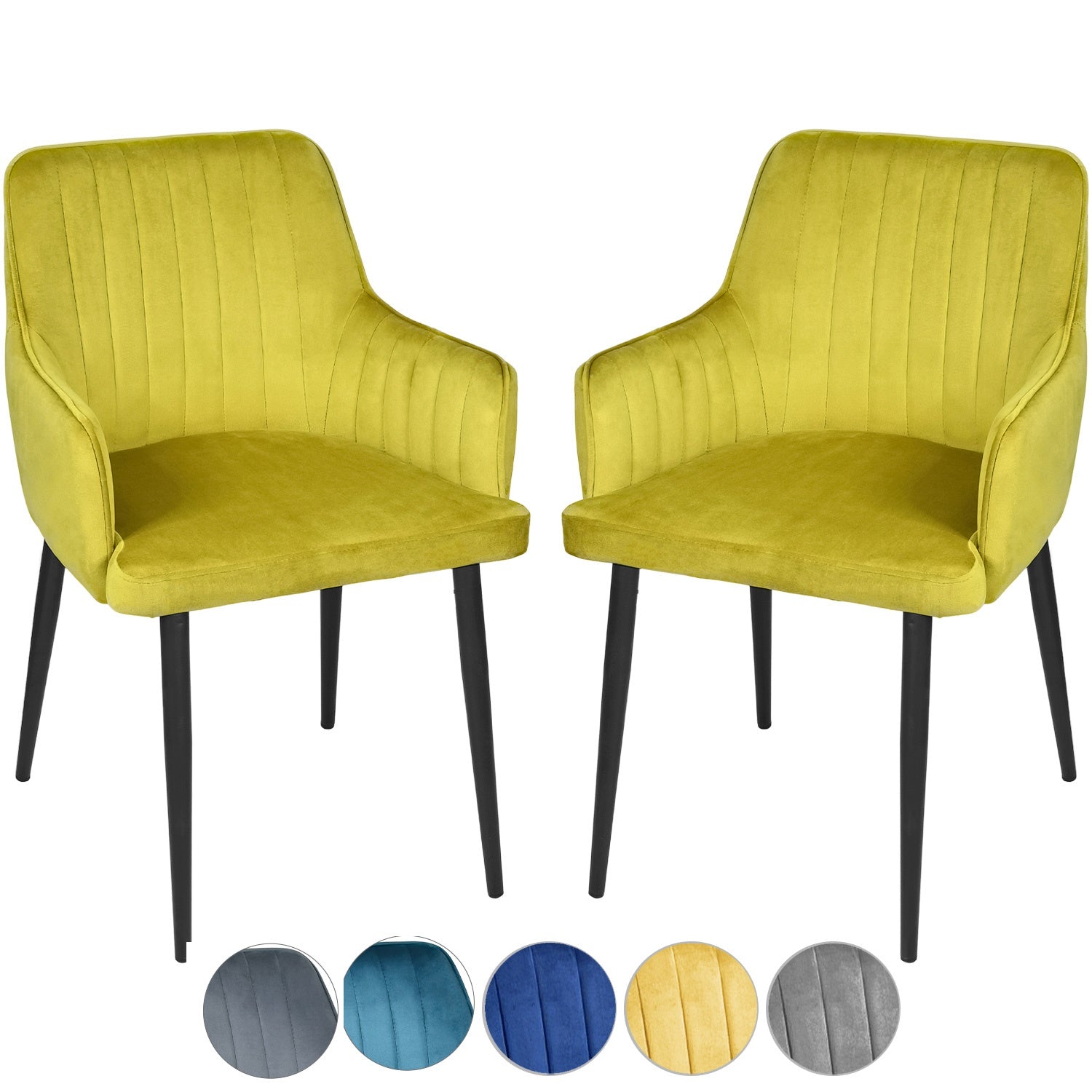 Silla Sillon Comedor Tapizado Terciopelo Moderno Amarillo