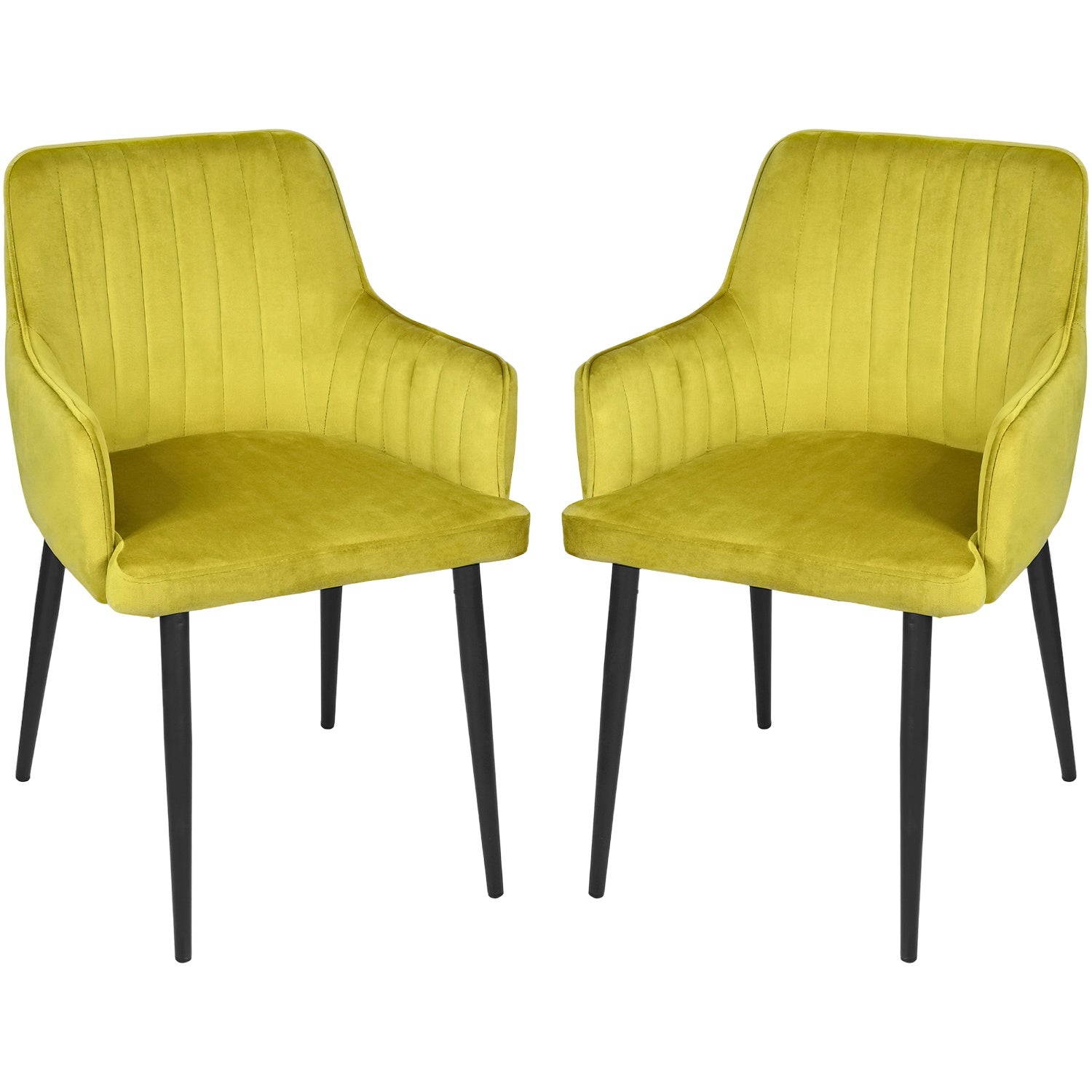 Silla Sillon Comedor Tapizado Terciopelo Moderno Amarillo