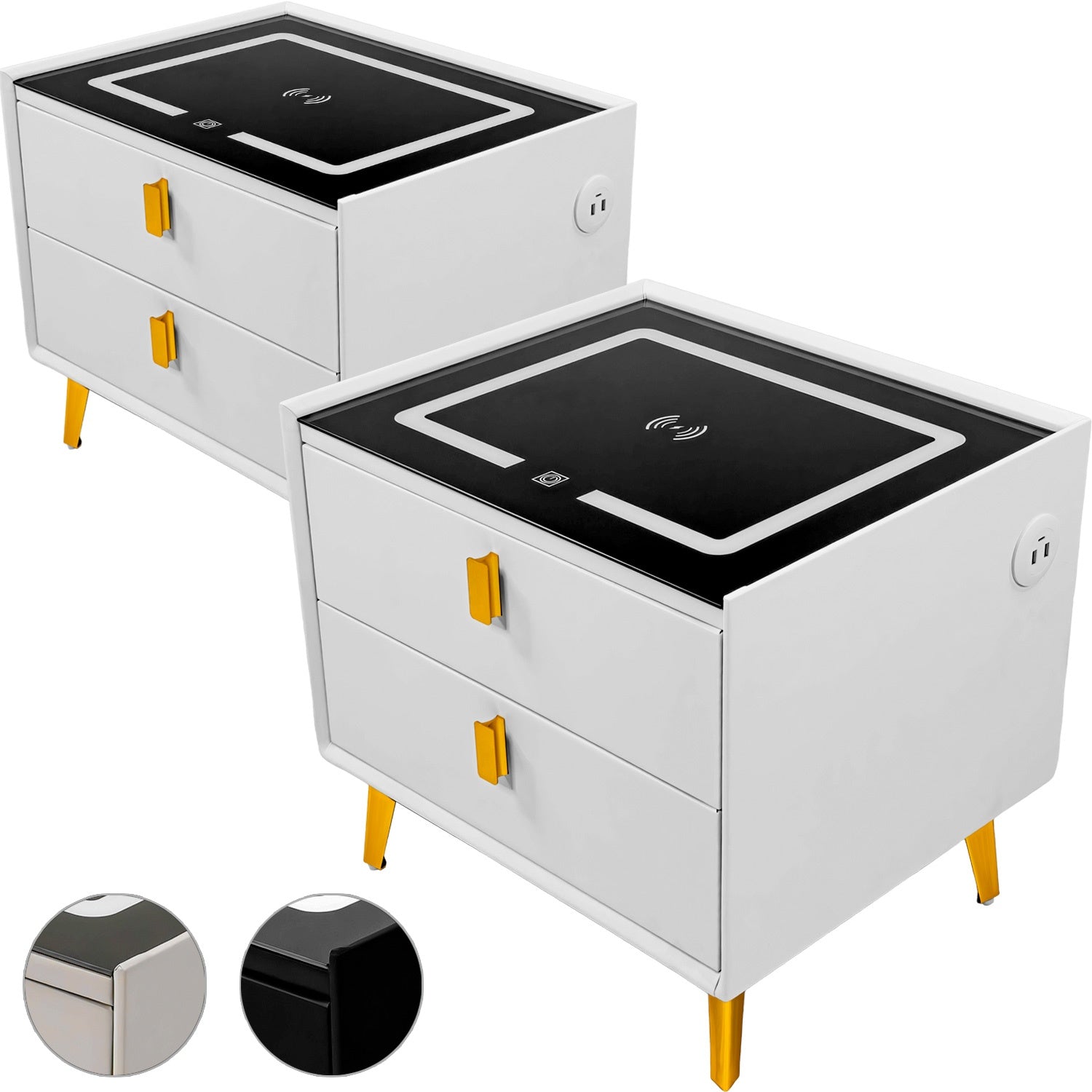 Mesa Noche Buro Inteligente Cargador Inalambrico Luz Led Usb