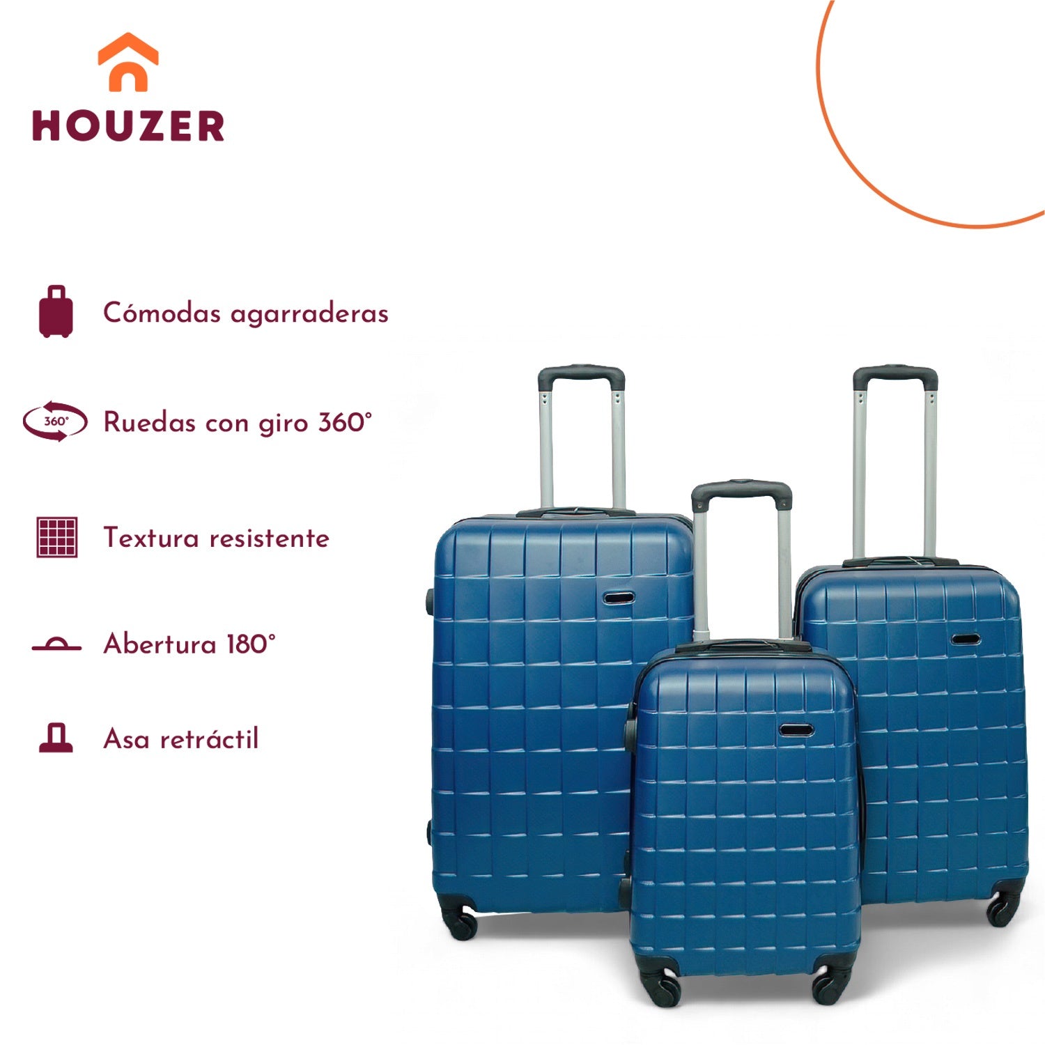 Juego Maletas Viaje Set 3 Maleta Rigidas Ruedas Vacaciones Azul