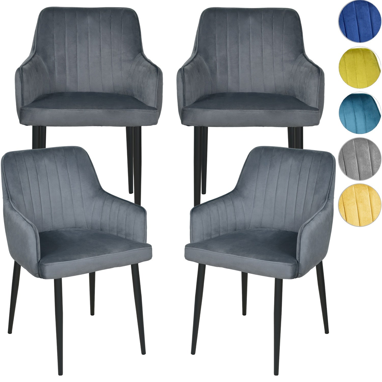 Silla Sillon Comedor Tapizado Terciopelo Moderno Gris