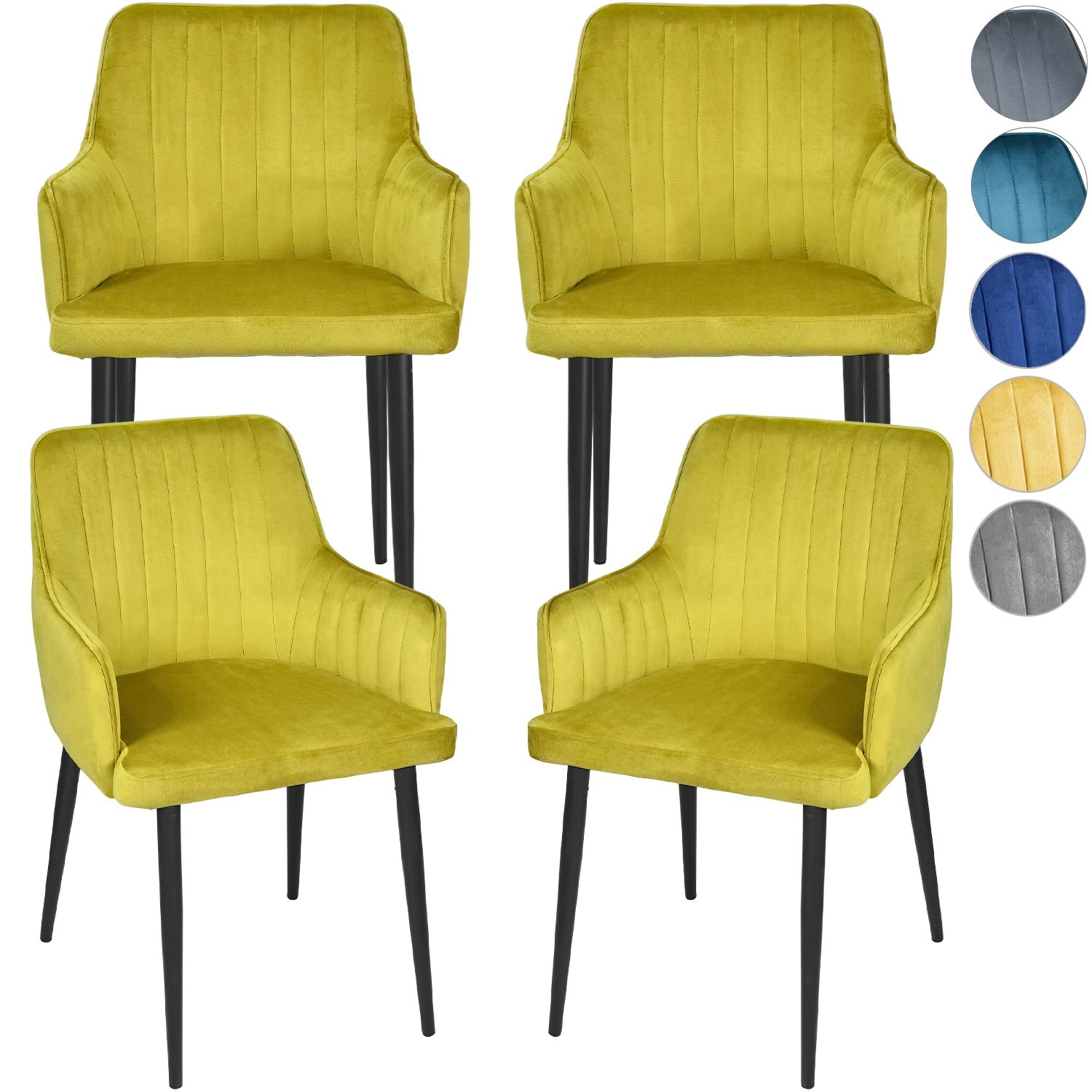 Silla Sillon Comedor Tapizado Terciopelo Moderno Amarillo