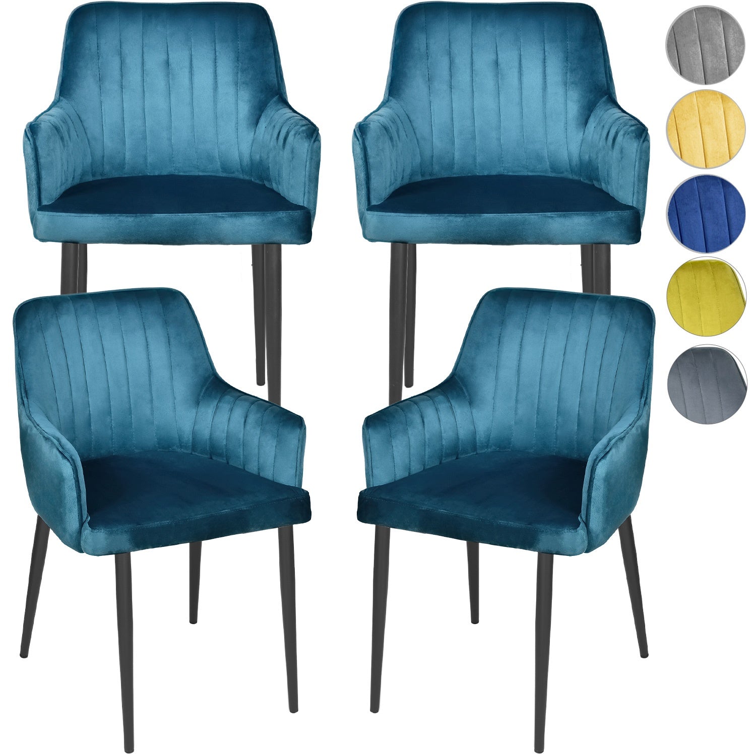 Silla Sillon Comedor Tapizado Terciopelo Moderno Azul