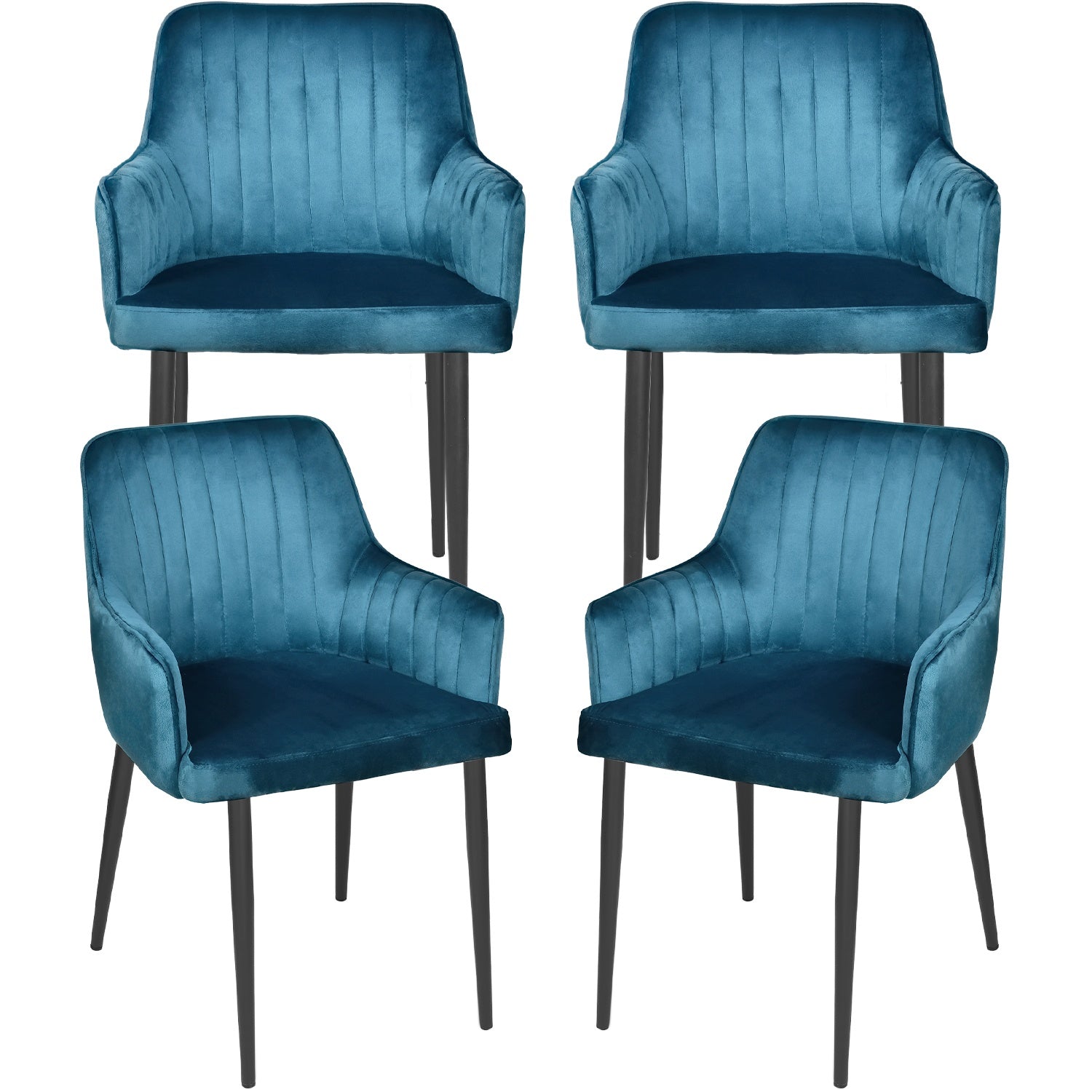 Silla Sillon Comedor Tapizado Terciopelo Moderno Azul