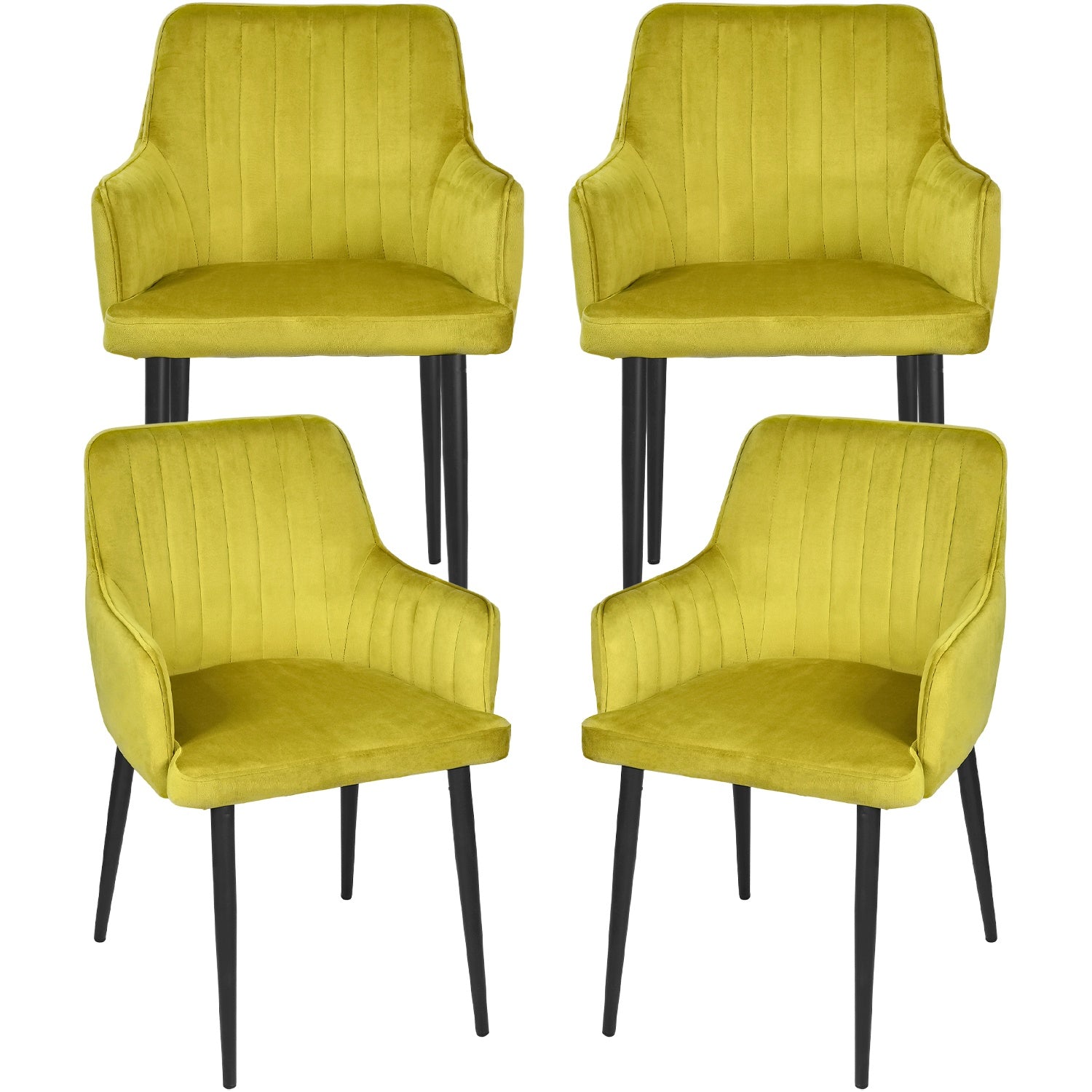 Silla Sillon Comedor Tapizado Terciopelo Moderno Amarillo