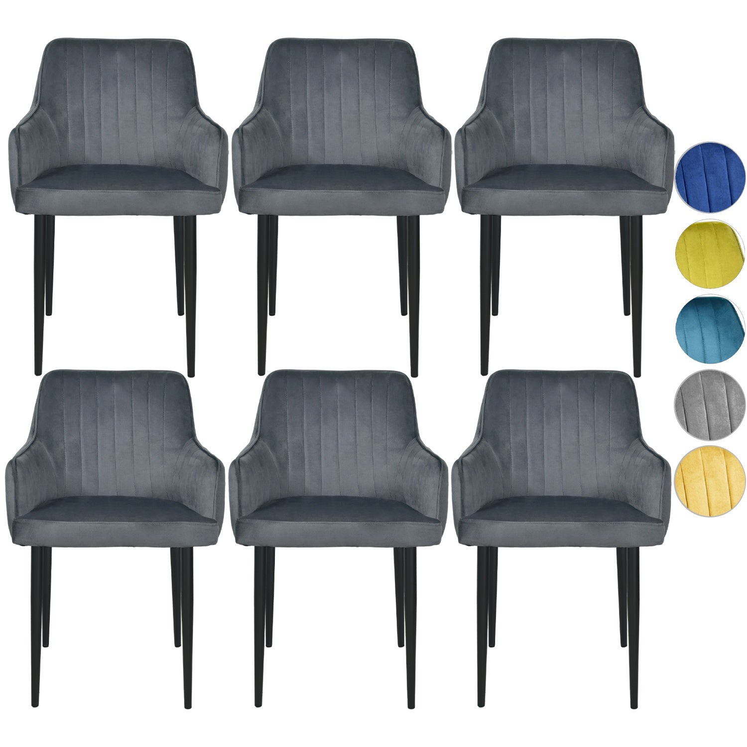 Silla Sillon Comedor Tapizado Terciopelo Moderno Gris