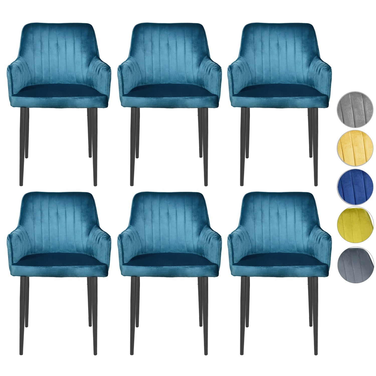 Silla Sillon Comedor Tapizado Terciopelo Moderno Azul