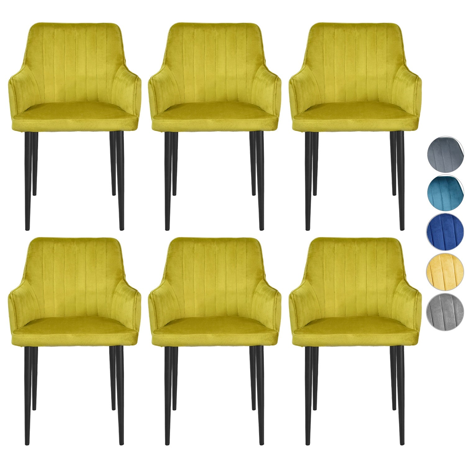 Silla Sillon Comedor Tapizado Terciopelo Moderno Amarillo