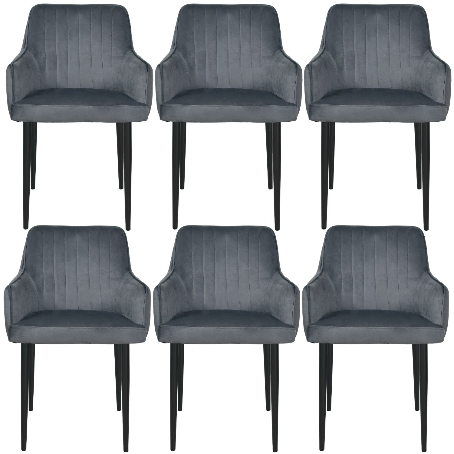 Silla Sillon Comedor Tapizado Terciopelo Moderno Gris