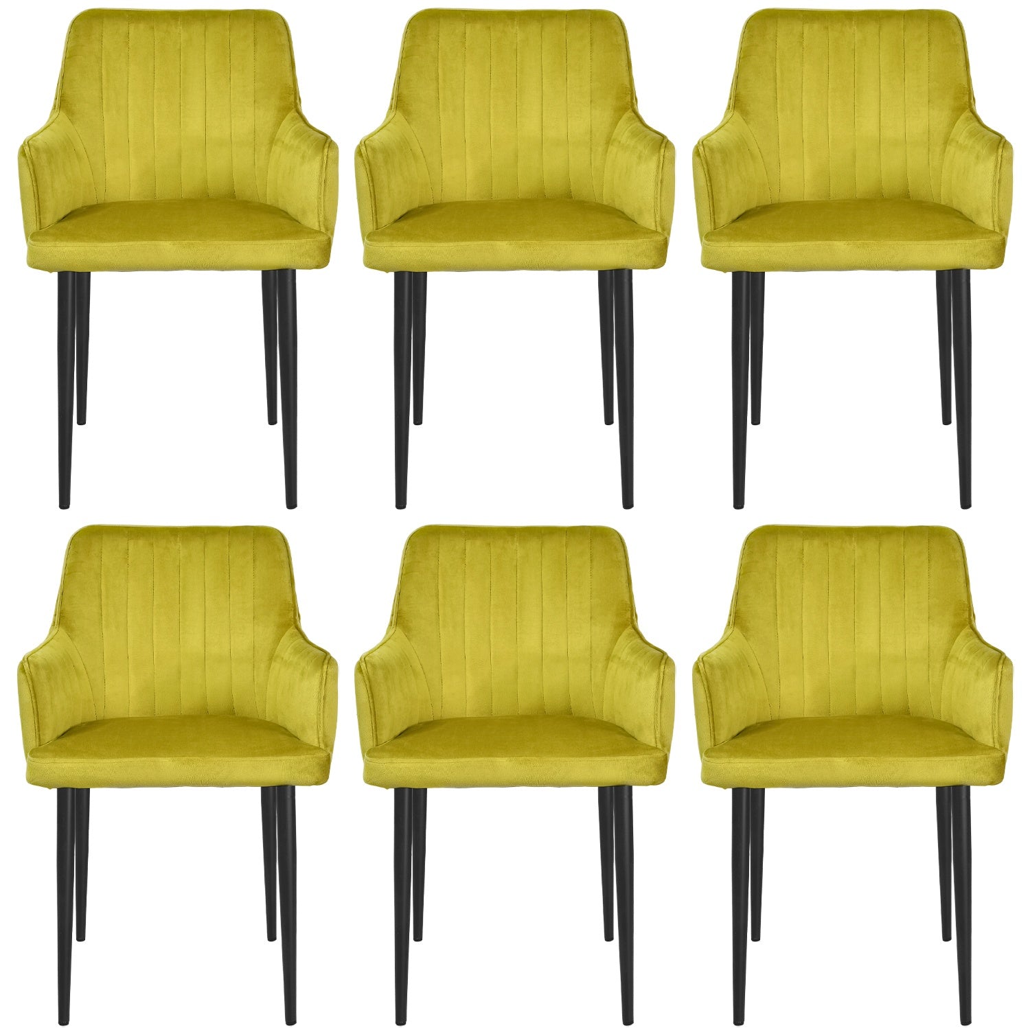 Silla Sillon Comedor Tapizado Terciopelo Moderno Amarillo