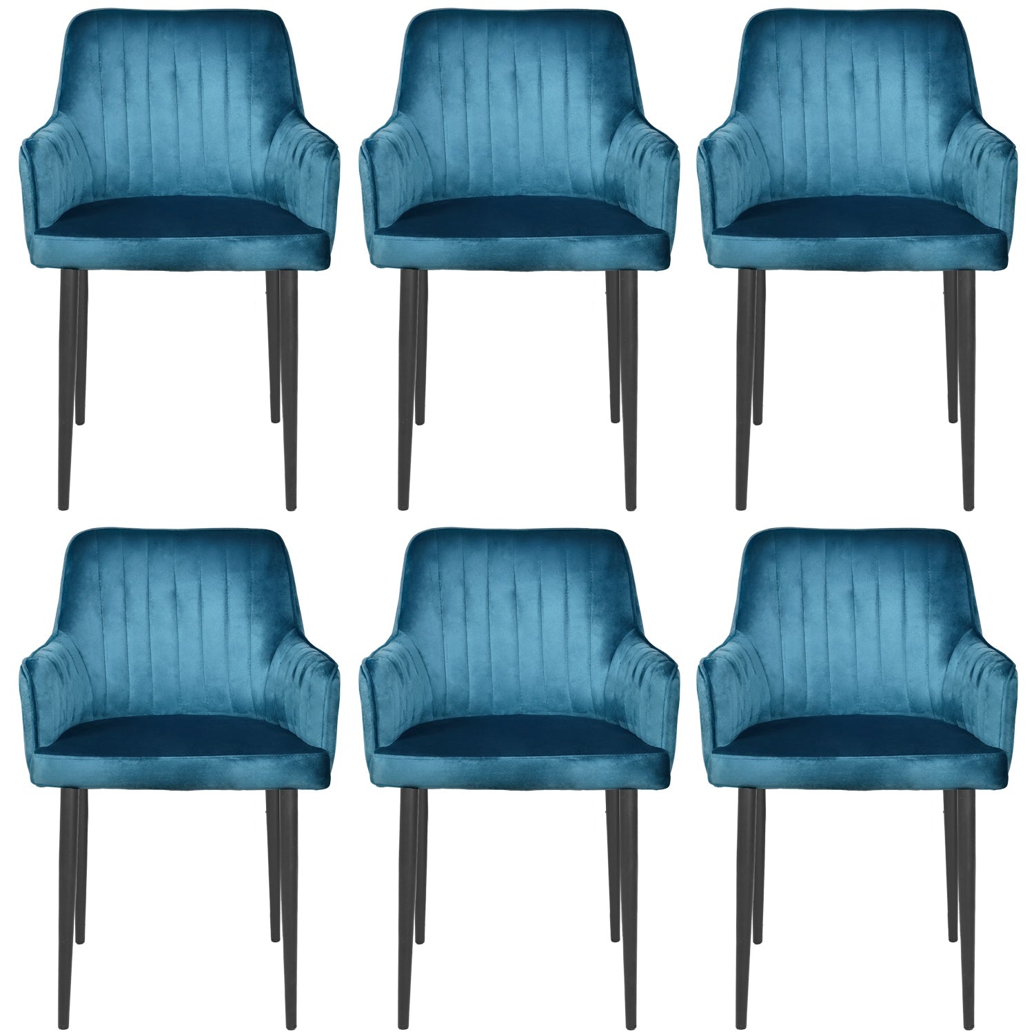 Silla Sillon Comedor Tapizado Terciopelo Moderno Azul