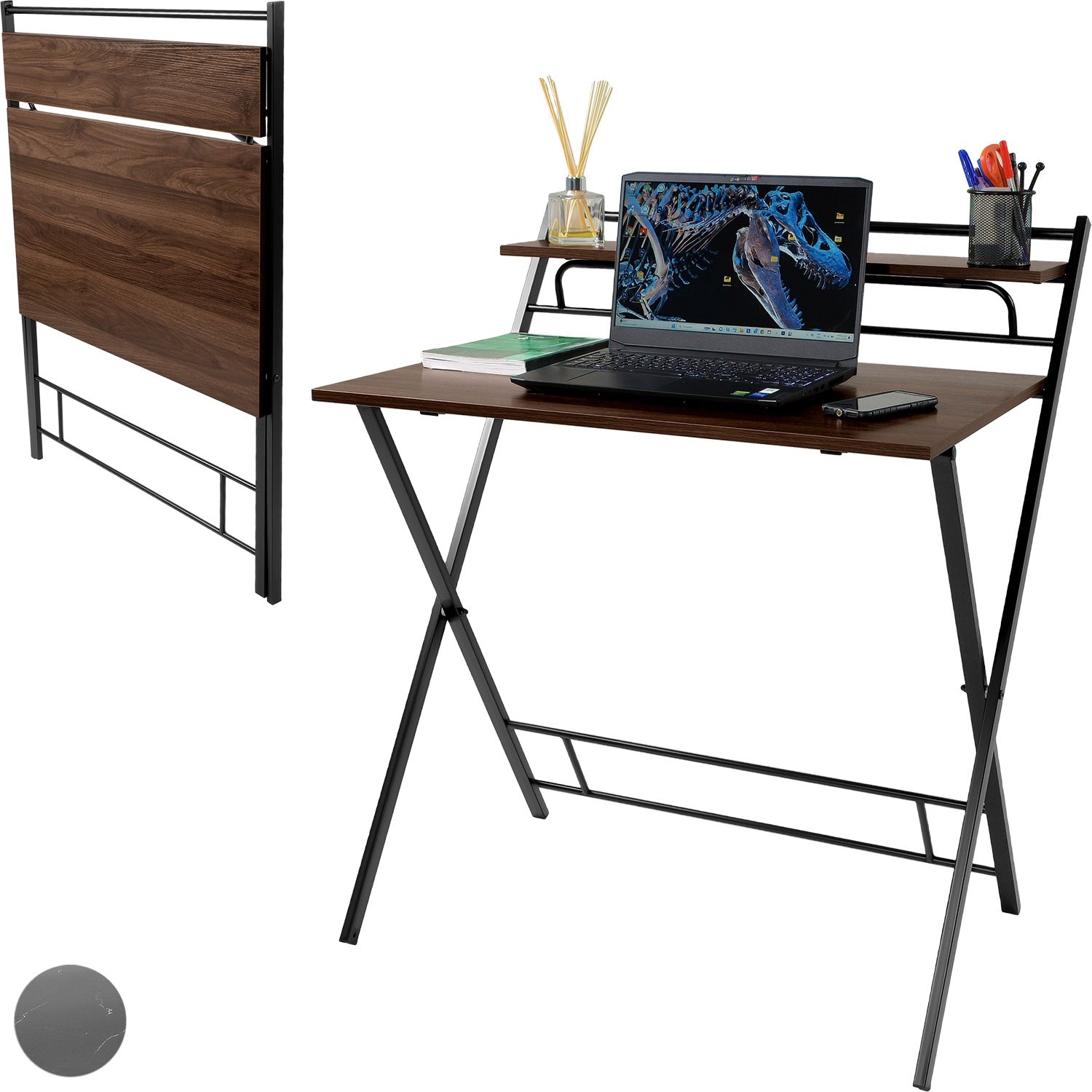 Escritorio Plegable 2 Niveles Mesa Trabajo Hogar Oficina