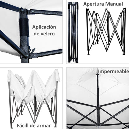 Carpa Paredes Lona 3m X 3m Plegable Impermeable Toldo Color Blanco