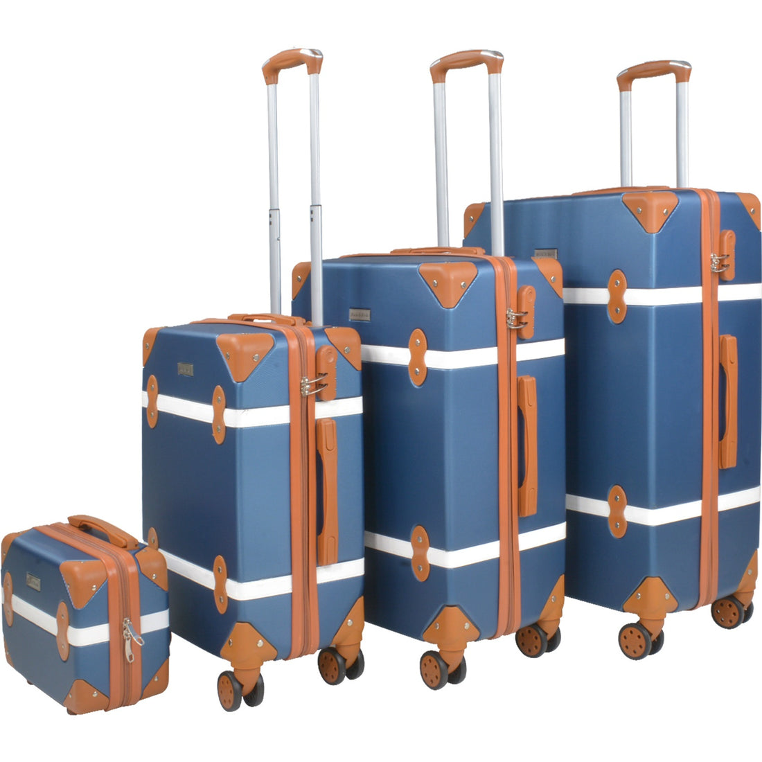 Set 4 Maletas Vintage 4 Ruedas Resistentes Retro Tipo Baul