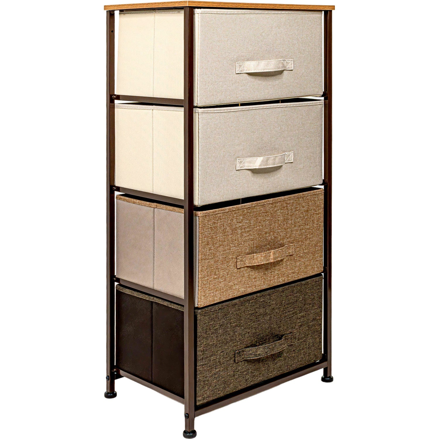 Mueble Buro Organizador Comoda 4 Cajones Tela Moderno Cafe