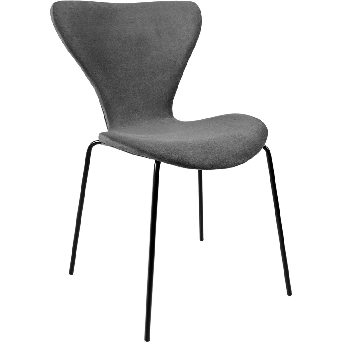 Silla Tapizada Terciopelo Comedor Minimalista Gris Oscuro