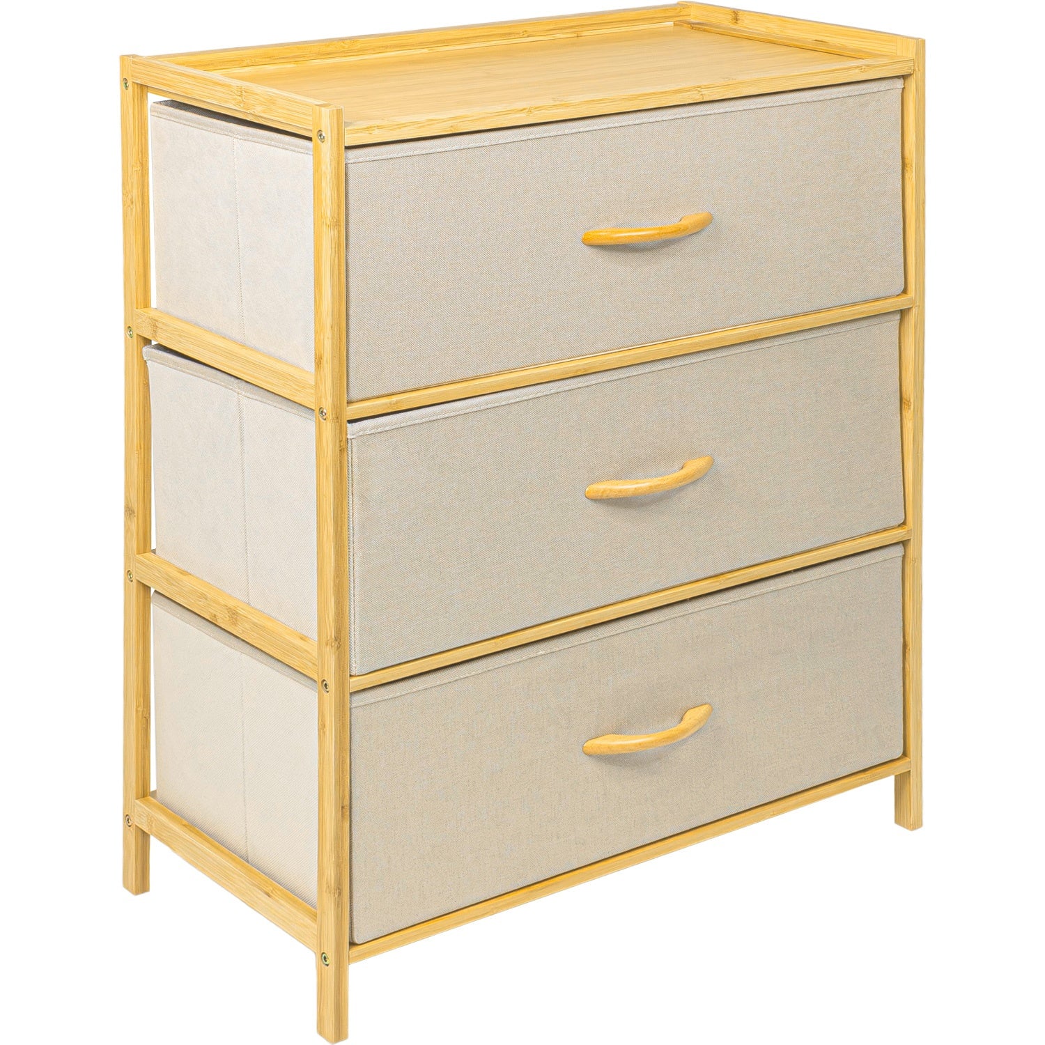 Comoda Mueble Bambu 3 Cajoneras Tela Organizador Hogar Color Blanco