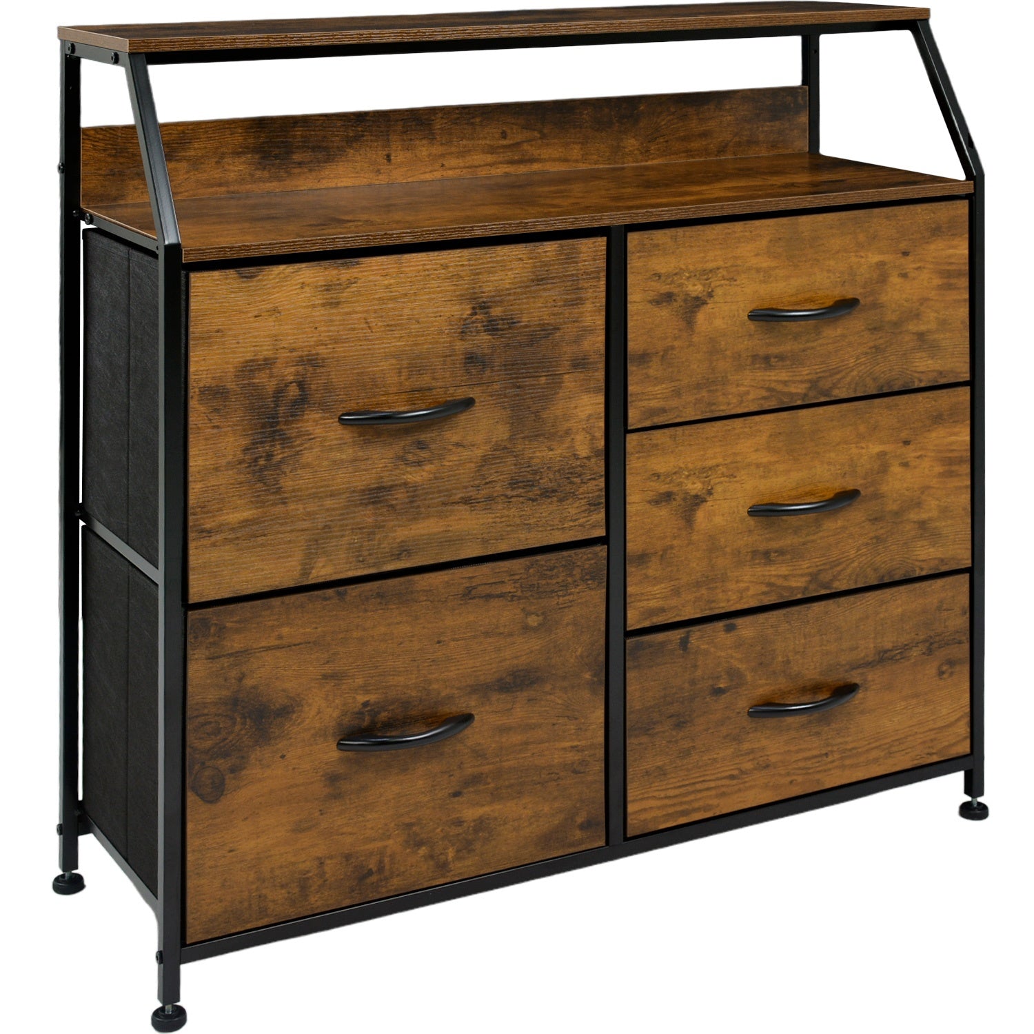Comoda Mueble 5 Cajoneras Metal Organizador Madera