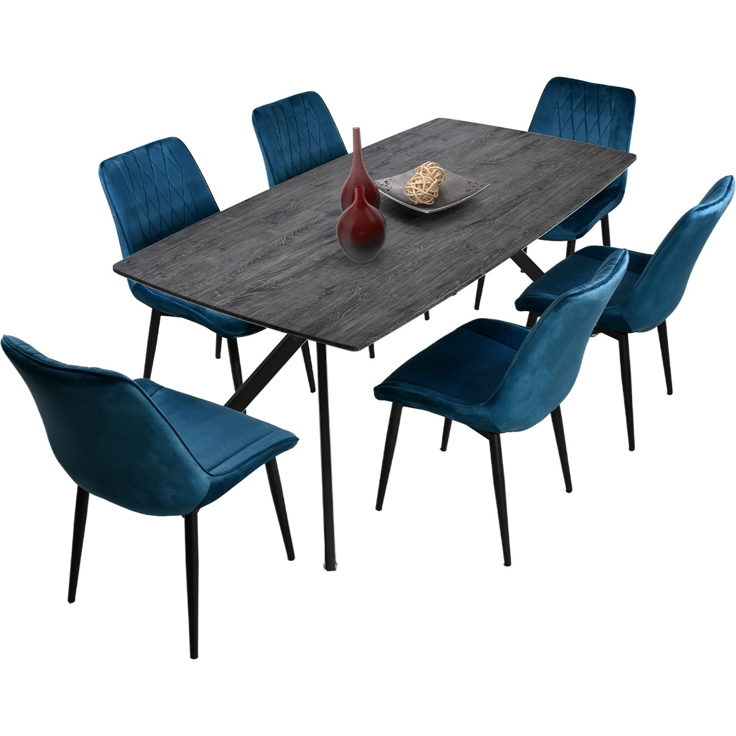 Mesa Comedor 6 Pers Nordico Gris Hogar Lujo 180x90x73