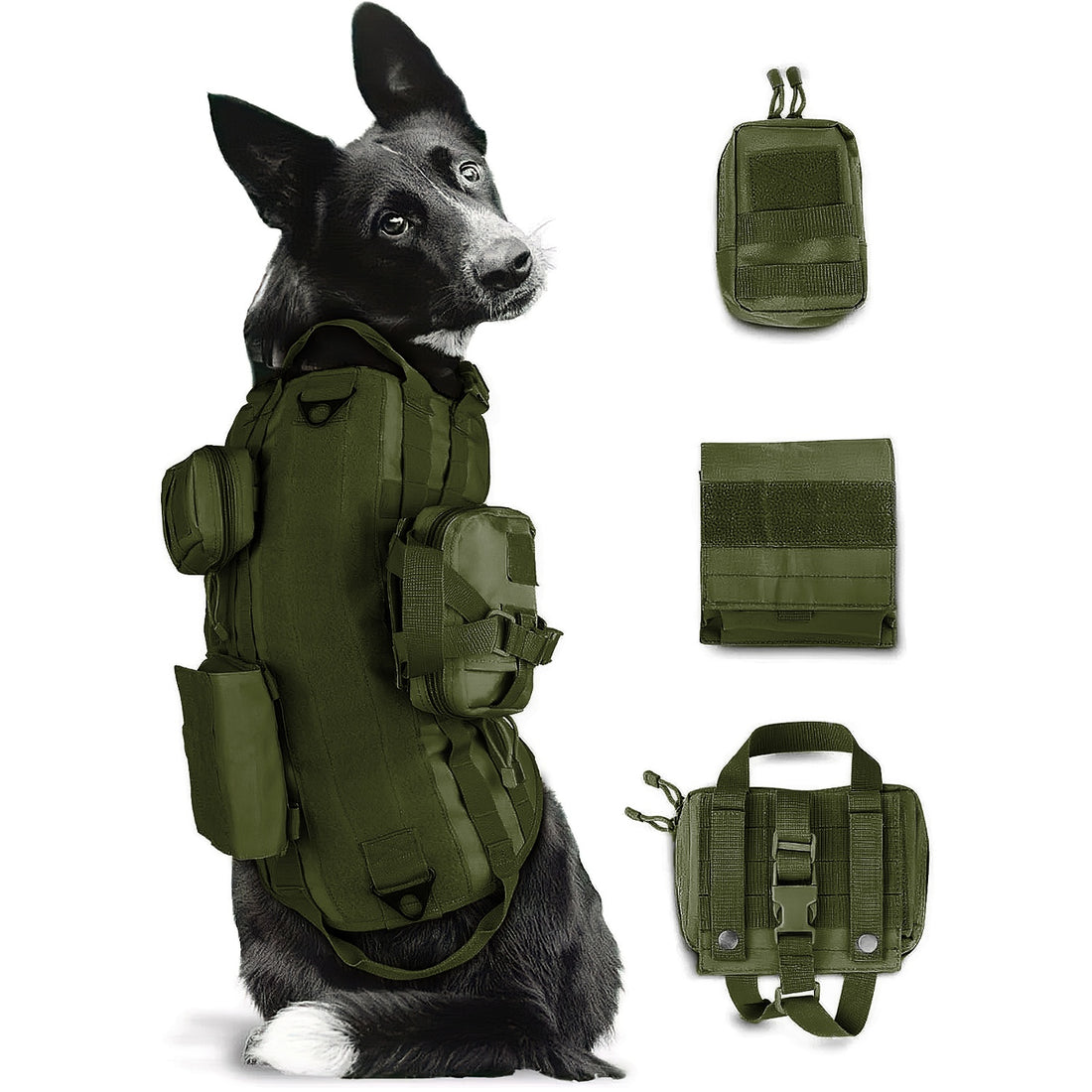 Pechera Chaleco Tactico Militar Perro Talla Extra Grande Bolsas Negro
