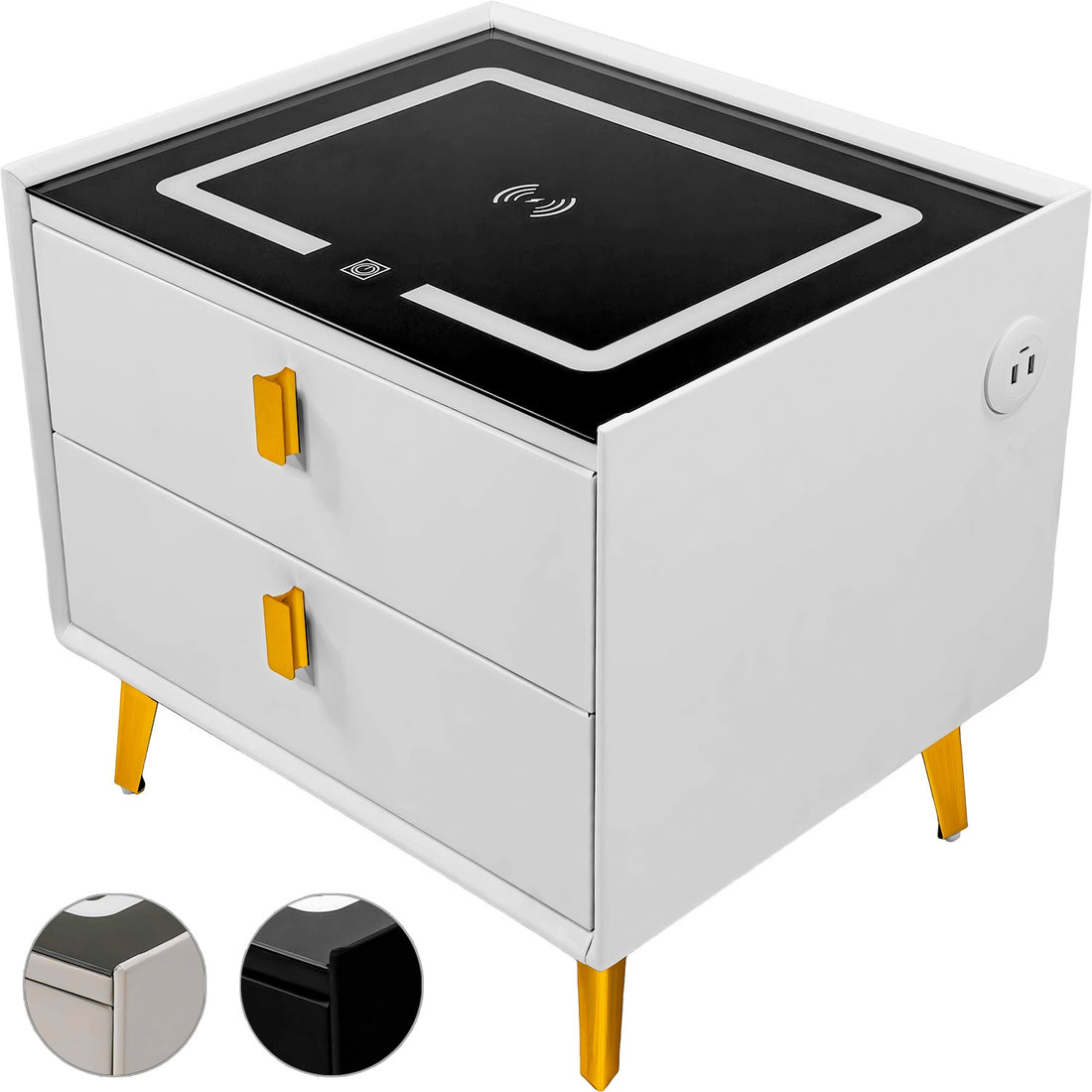 Mesa Noche Buro Inteligente Cargador Inalambrico Luz Led Usb
