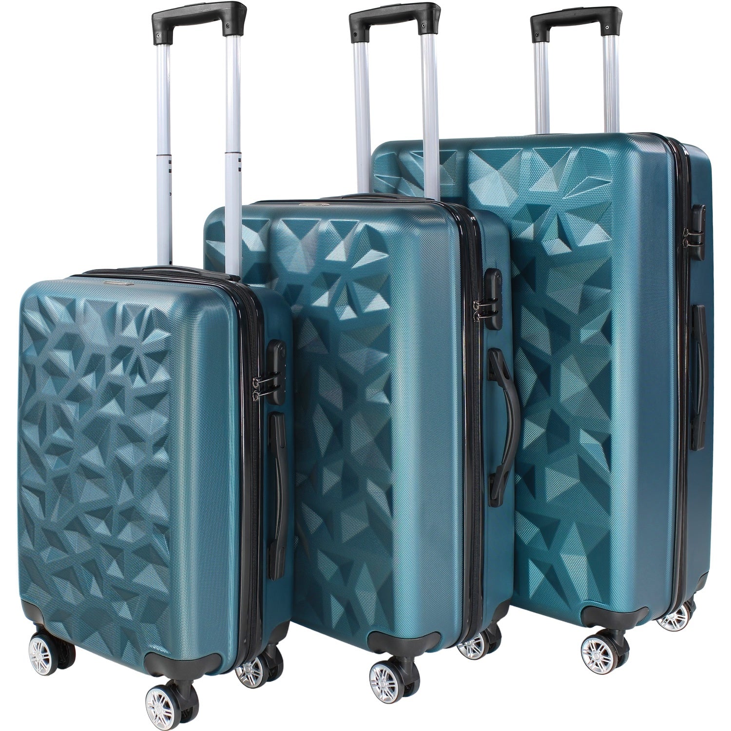 Set Juego 3 Maletas Rigidas Equipaje Viaje 4 Ruedas 360 Azul