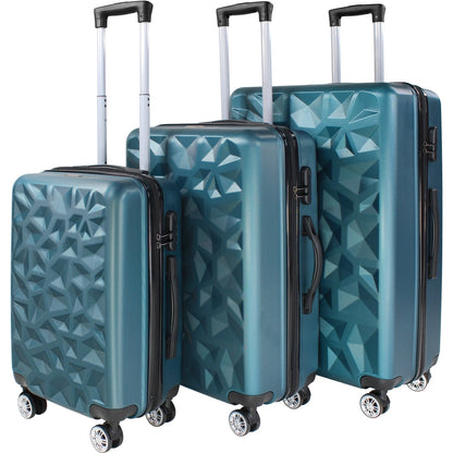 Set Juego 3 Maletas Rigidas Equipaje Viaje 4 Ruedas 360 Azul