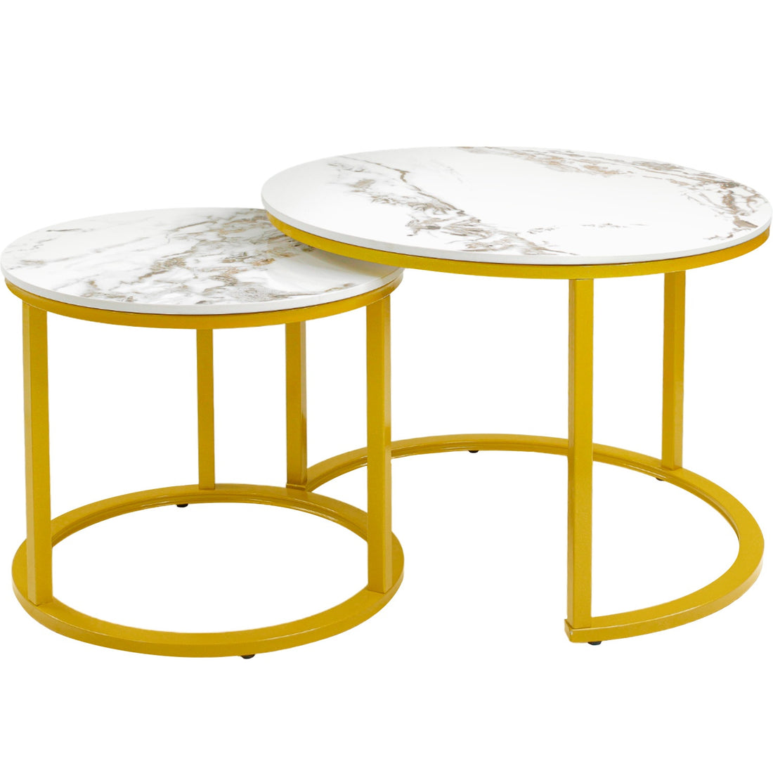 Set 2 Mesas de Centro 60cm Tipo Marmol Mesa para Sala de Estar
