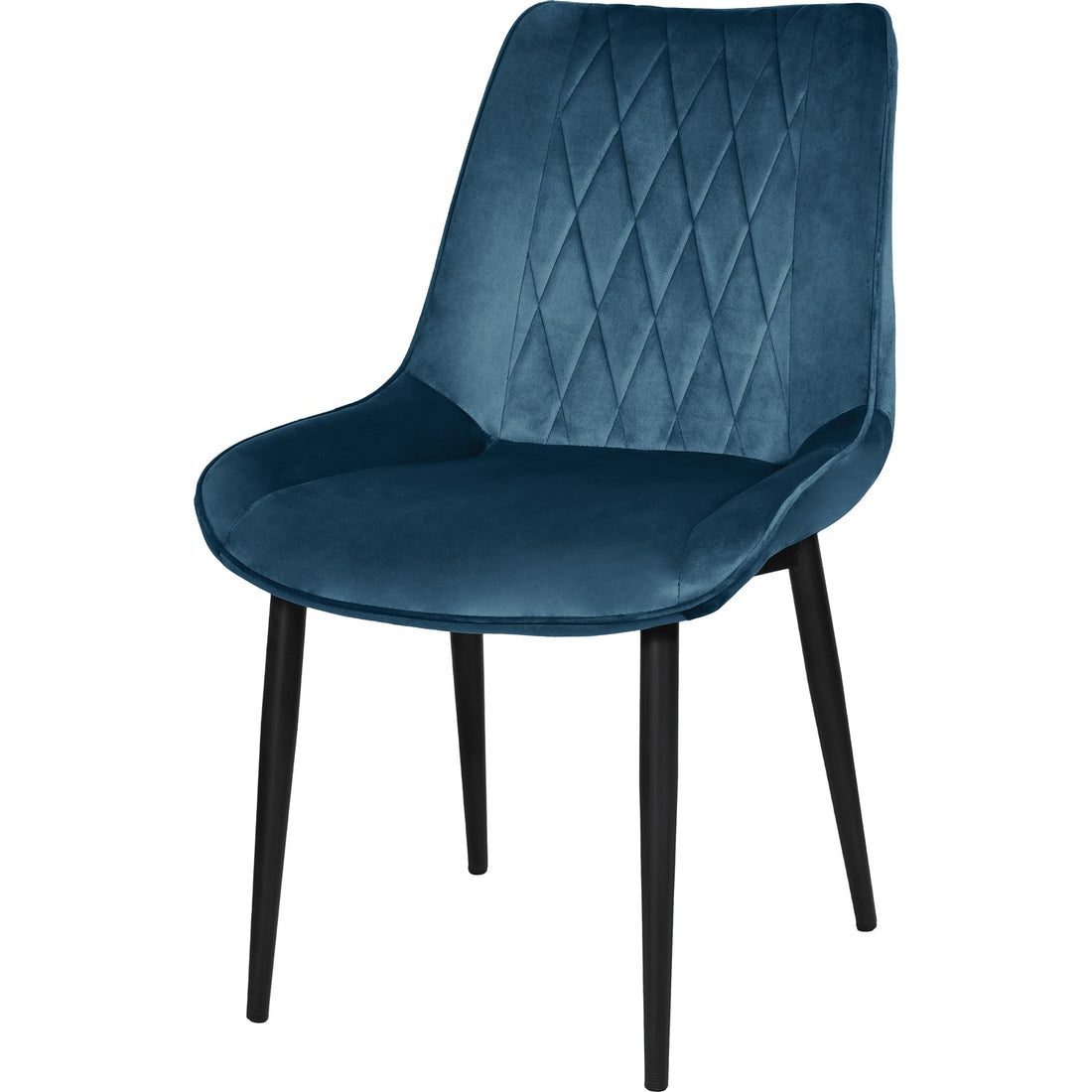 Silla Tapizada Terciopelo Elegantes Comedor Moderna Estructura De La Silla Negro Asiento Azul Oscuro