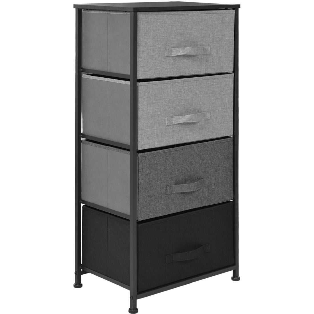 Mueble Buro Organizador Comoda 4 Cajones Tela Moderno Negro