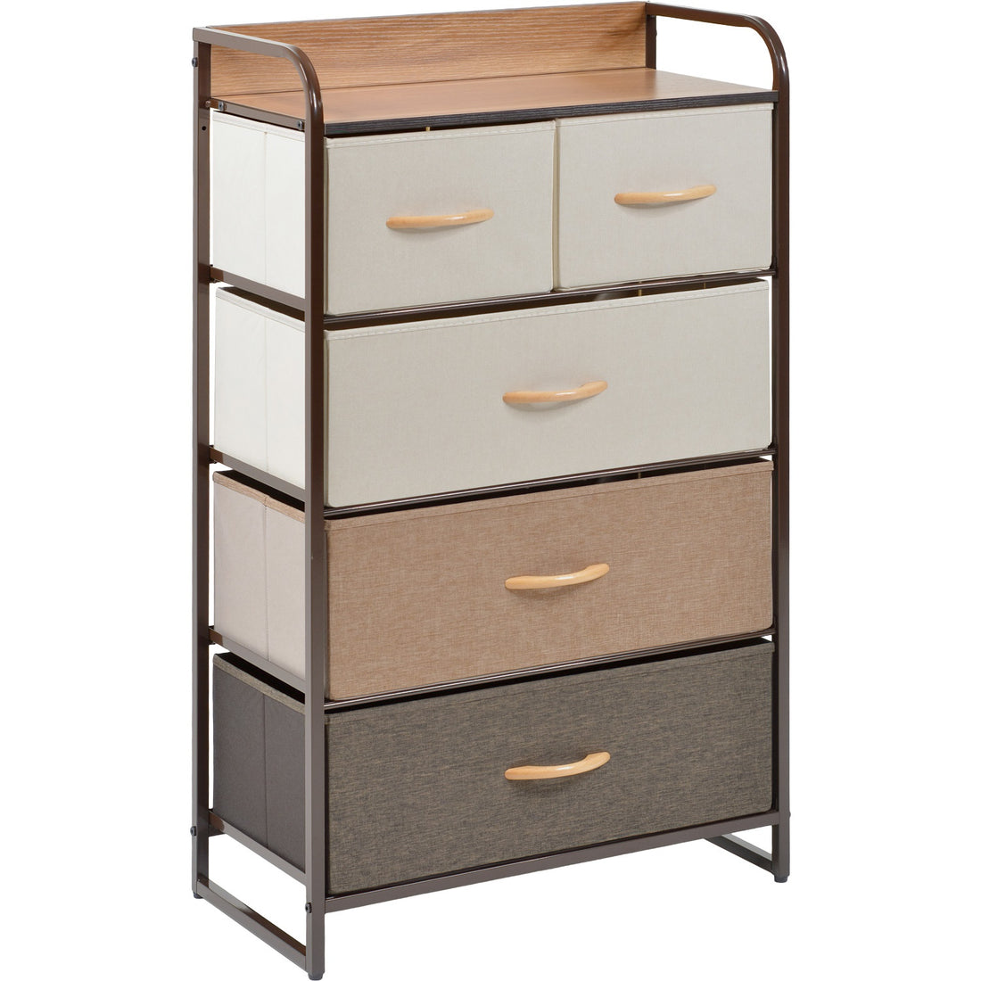 Mueble Buro Organizador Comoda 5 Cajoneras Tela Moderno Color Café