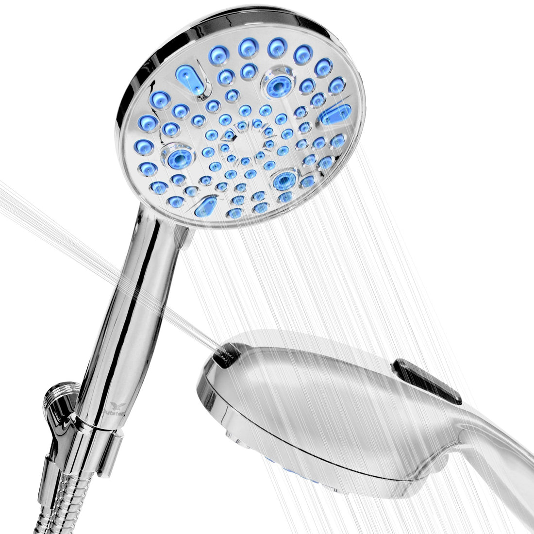 Regadera Antimicrobiana Con Manguera Ultra Flexible 9 Modos Acabado Cepillado